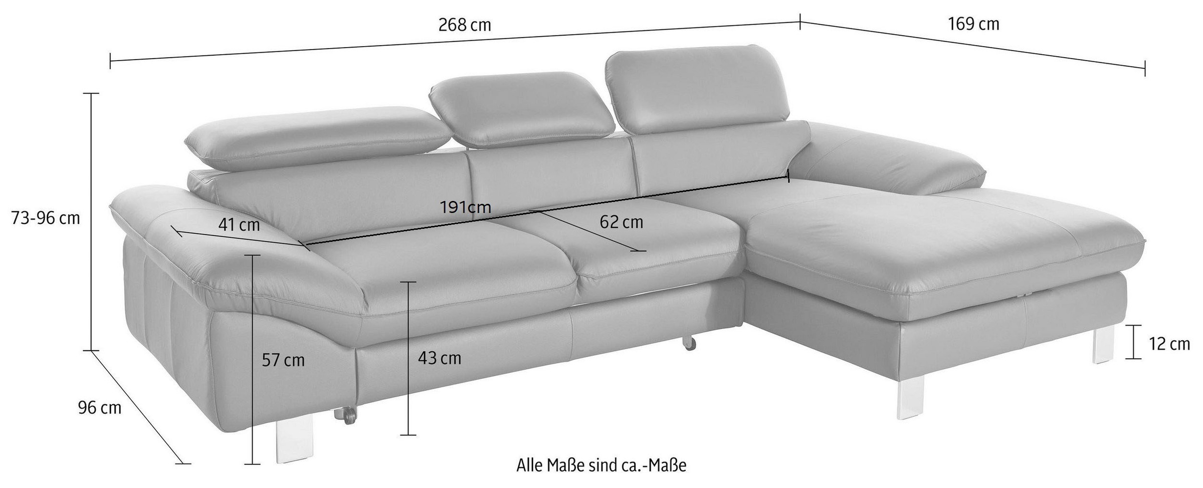 COTTA Ecksofa »Driver L-Form«, mit Kopfteilverstellung, wahlweise mit Bettfunktion und Bettkasten