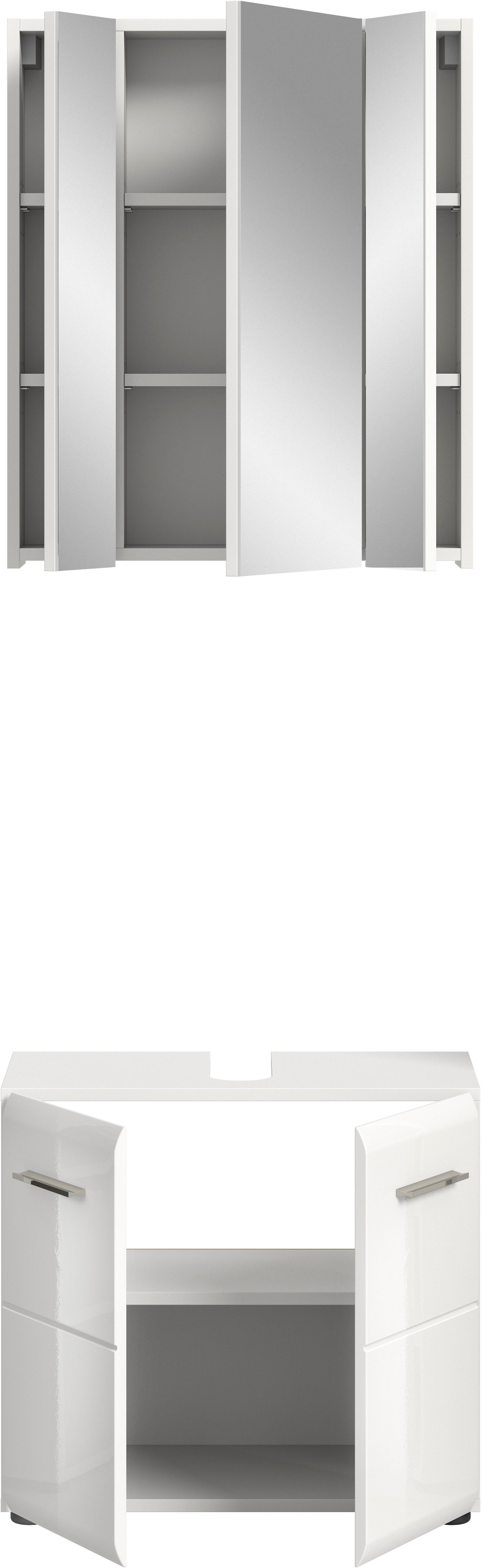 INOSIGN Badmöbel-Set »FLORENZ, TOPSELLER!, 2-teilige Badkombination, hochwertige MDF-Front«, (bestehend aus: 1 Waschbeckenunterschrank, 1 Spiegelschrank), Bad-Kombination, Bad-Möbel, Badezimmer, Kombination, Kombi