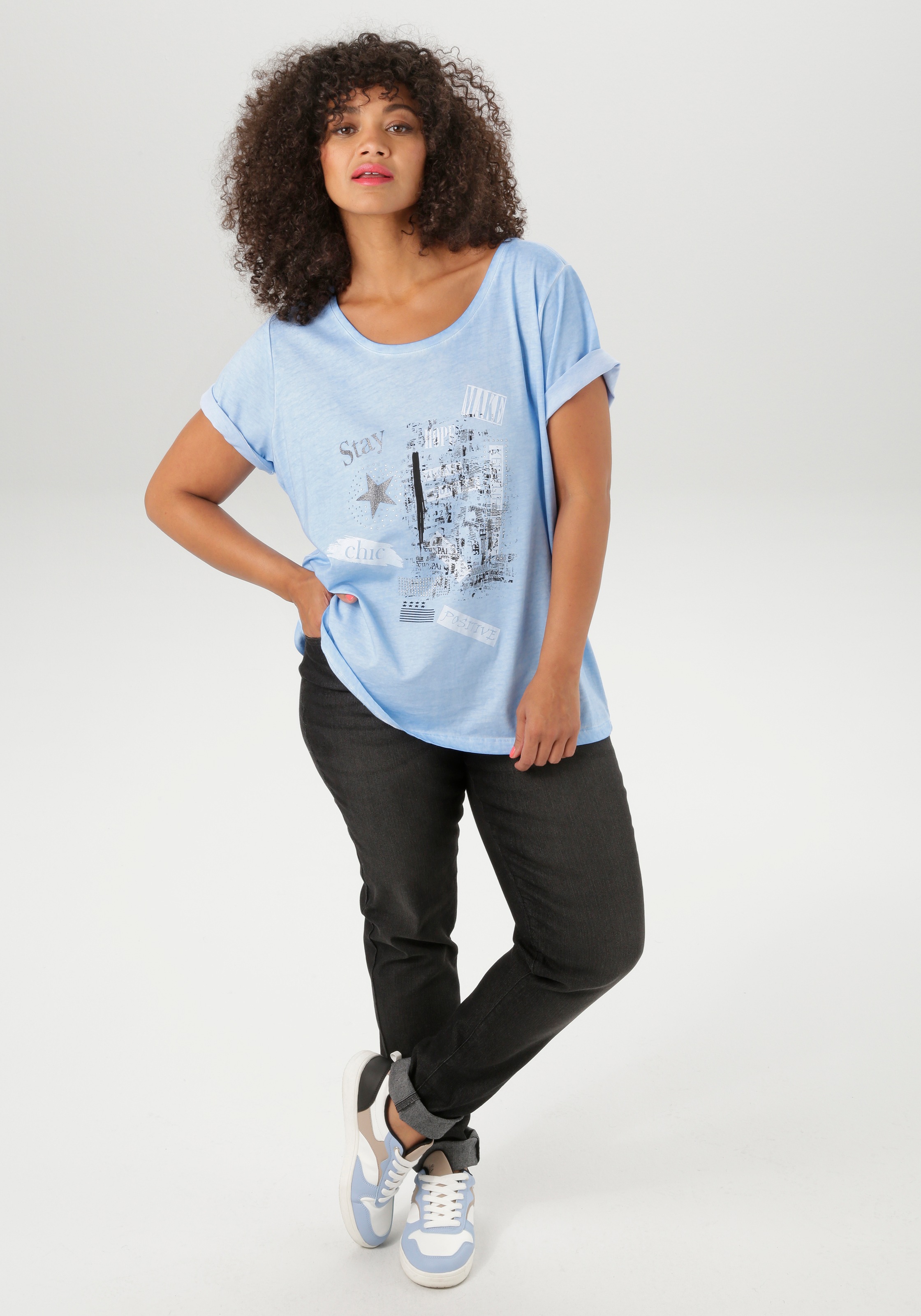 Aniston PLUS T-Shirt, mit edlem Druckmotiv - NEUE KOLLEKTION