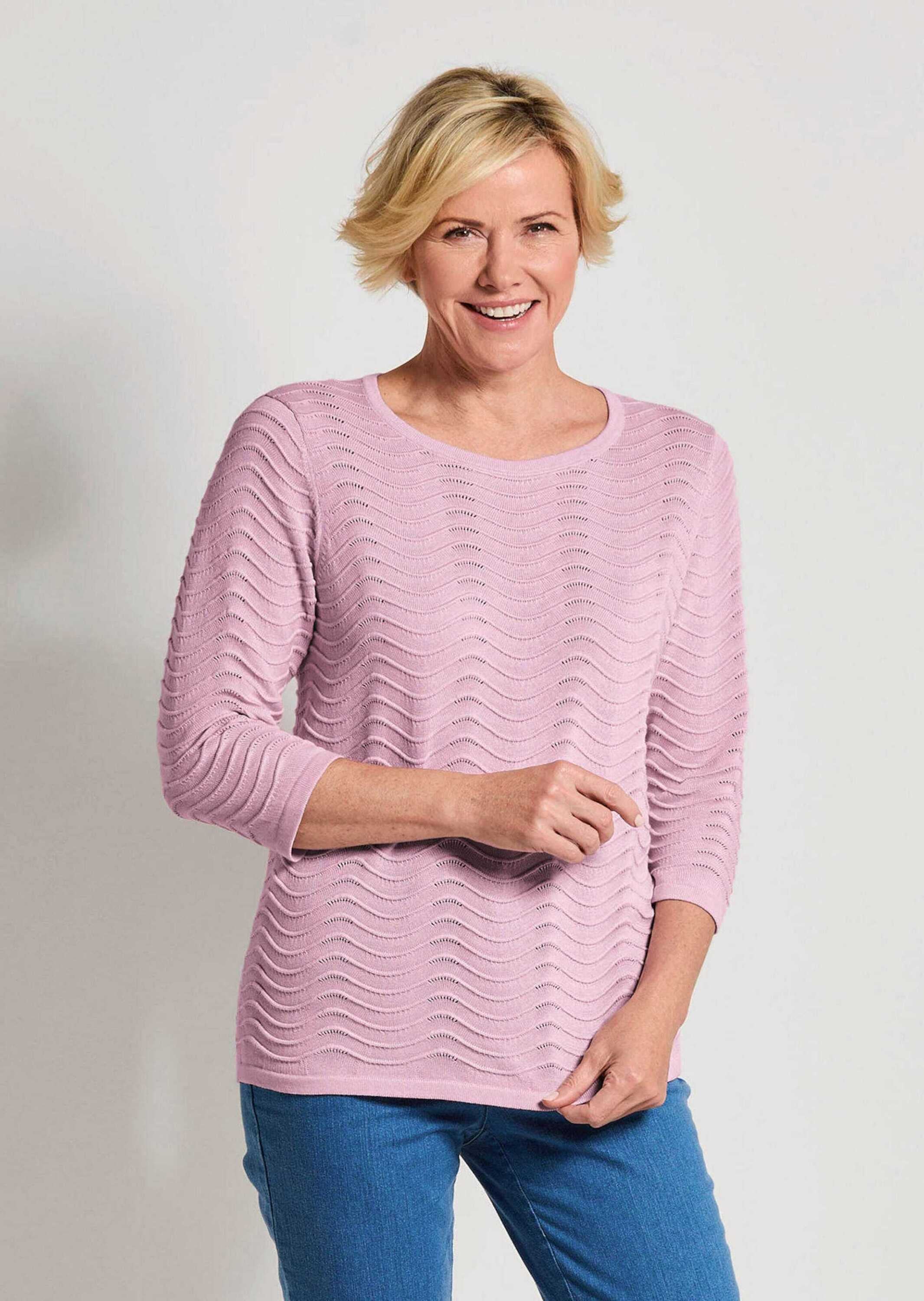 GOLDNER Rundhalspullover »Sommerpullover mit Wellenstruktur« moderner Wellenstrick