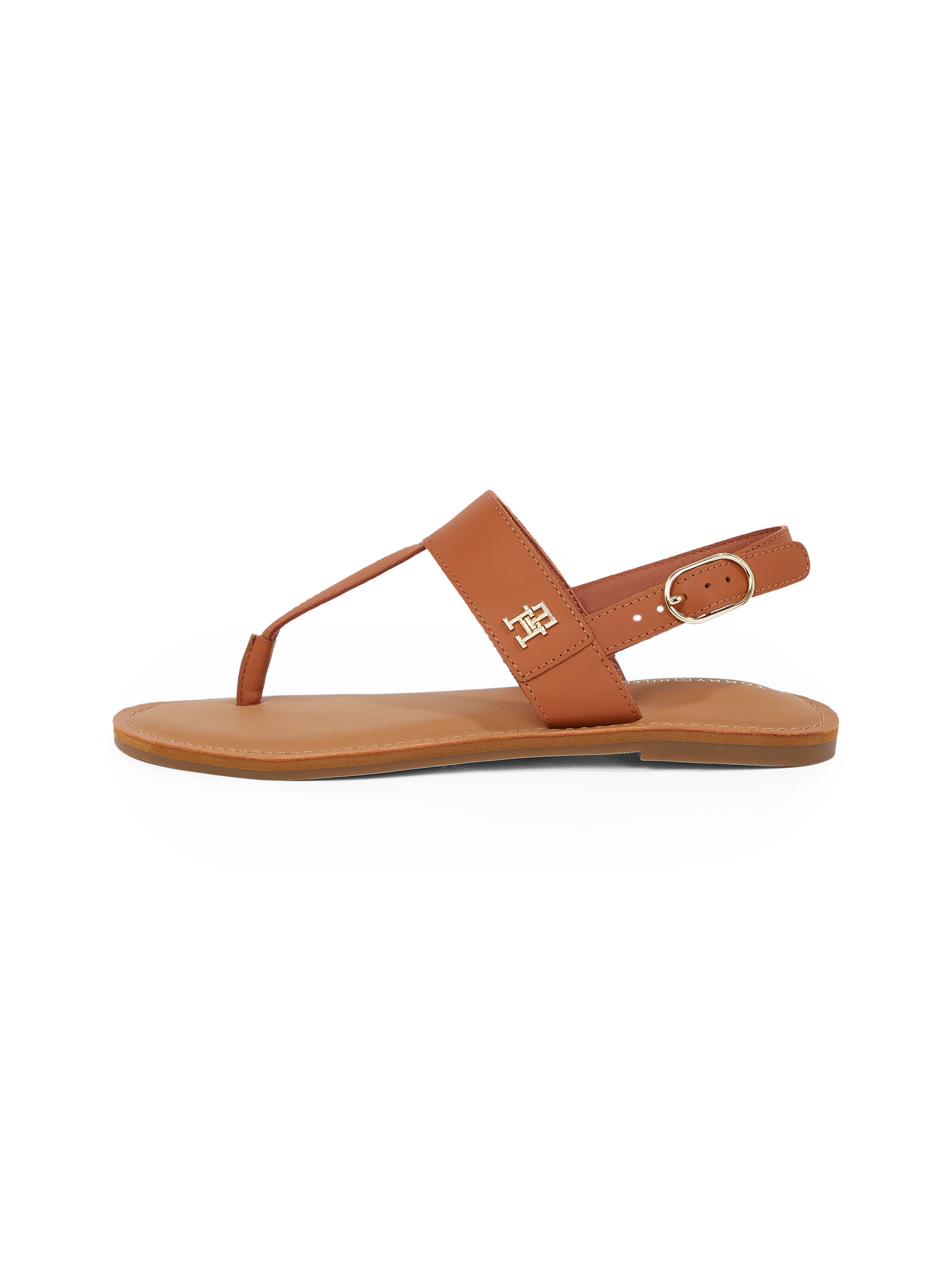 Tommy Hilfiger Riemchensandale »LEATHER THONG SANDAL«, Sandalette, Sommerschuh, Flats mit Zehensteg
