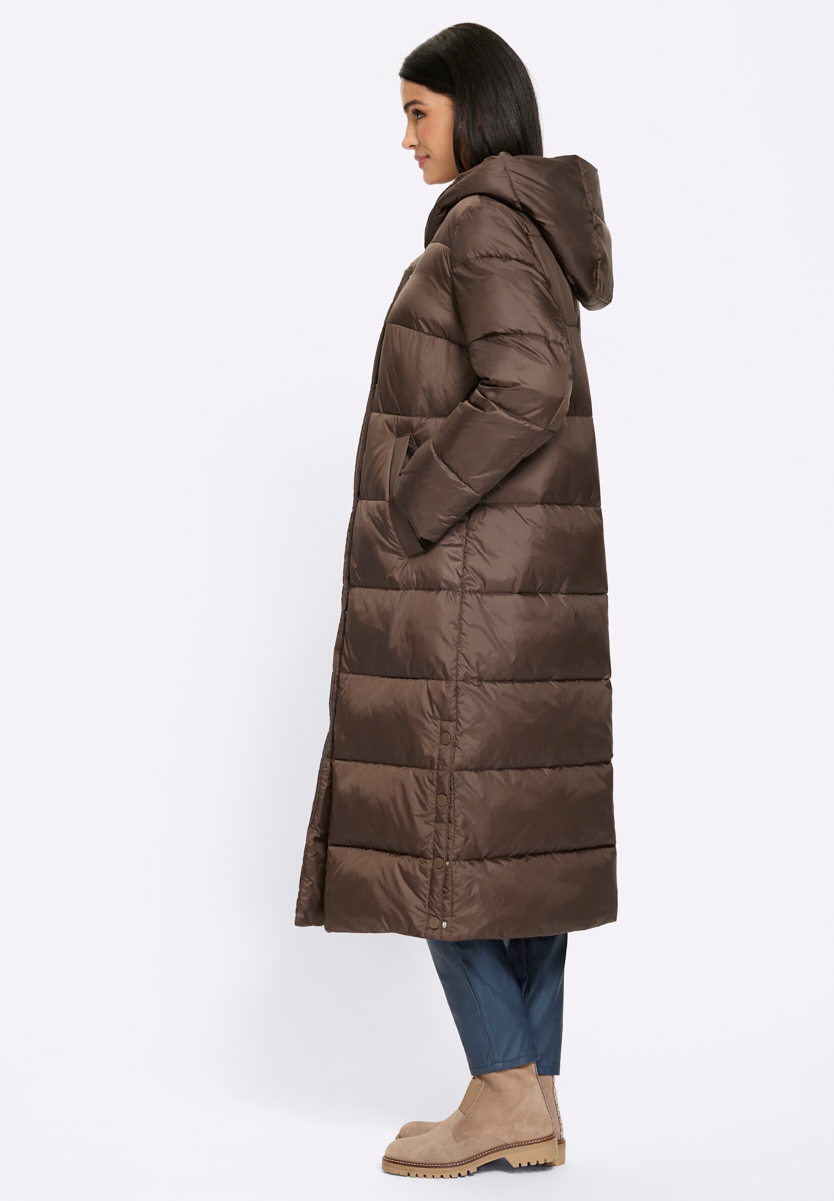 heine Langjacke »Steppmantel Steppmantel mit Seitenschlitzen« mit Kapuze