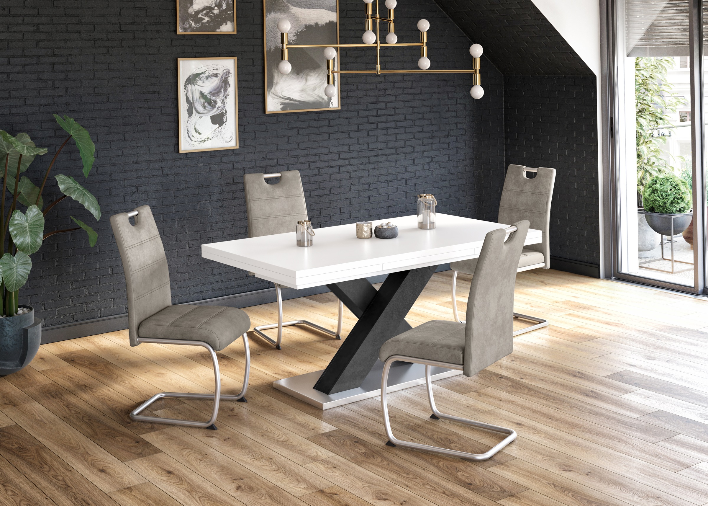 Mäusbacher Esstisch »Komfort C«, mit X-Gestell in graphit und mit Auszugsfunktion, Breite 160-260 cm