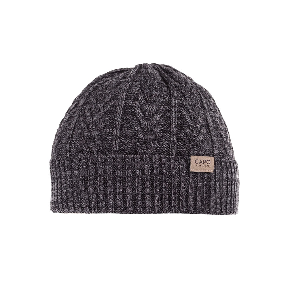CAPO, Herren, Strickmütze Rippenstrick, natürliche Thermoregulierung, anthracite, anthracite, Herrenmütze von CAPO