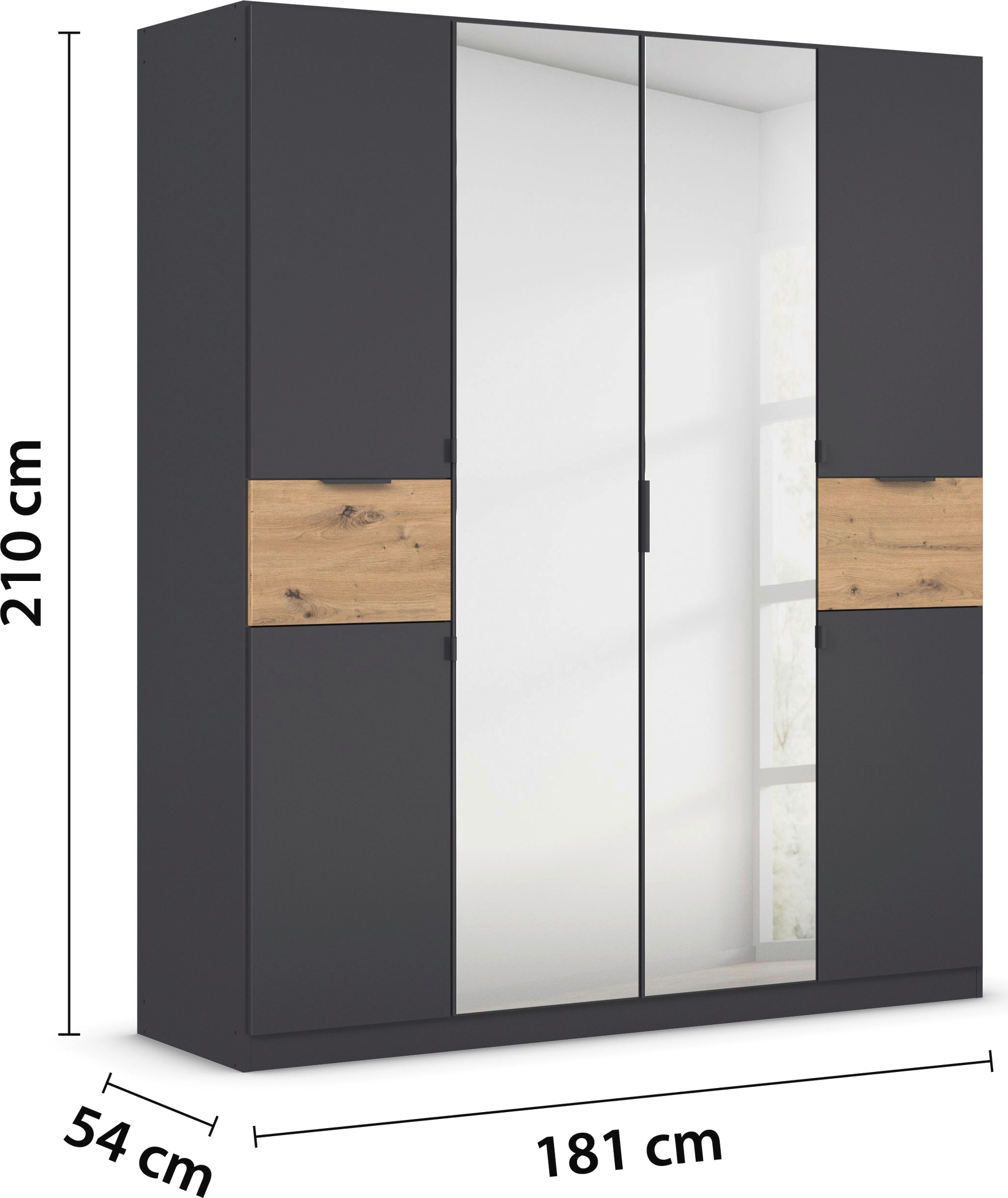 rauch Drehtürenschrank »Kleiderschrank Schrank Garderobe Wäscheschrank TICAO« Schubladen in der Höhe variabel positionierbar,  mit 2 geräumigen Schubladen, viel Stauraum MADE IN GERMANY