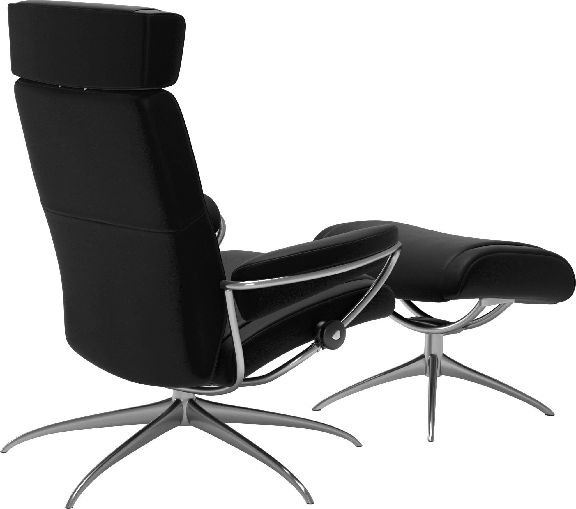 Stressless® Relaxsessel »Paris«, (Set, Relaxsessel mit Hocker), mit Hocker, Low Back mit Kopfstütze, mit Star Base, Gestell Chrom