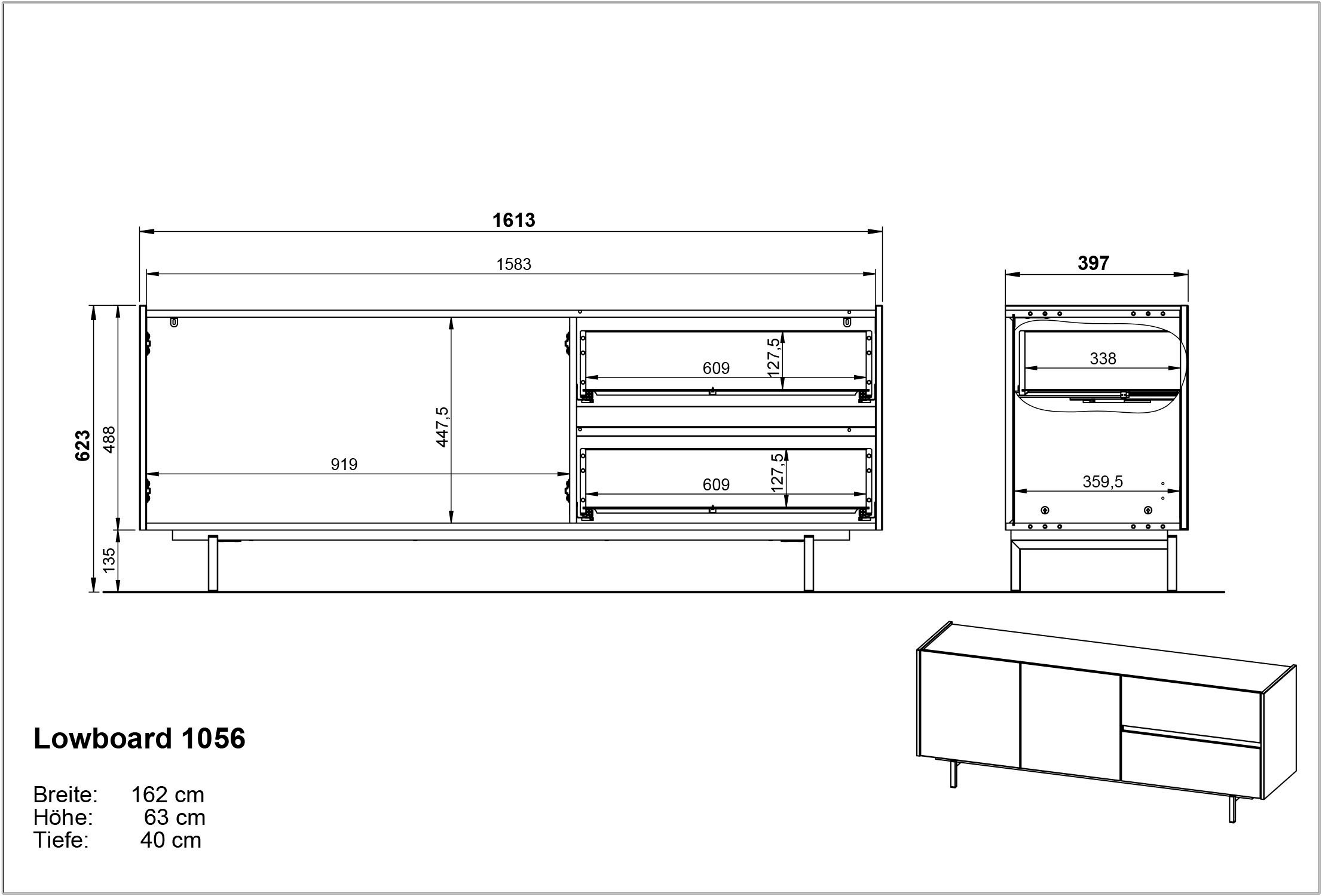 Highboard, »Cantoria«, Lowboard, Design Sideboard, kaufen griffloses St.), GERMANIA auf Raten Wohnzimmer-Set (Set, 3 mit