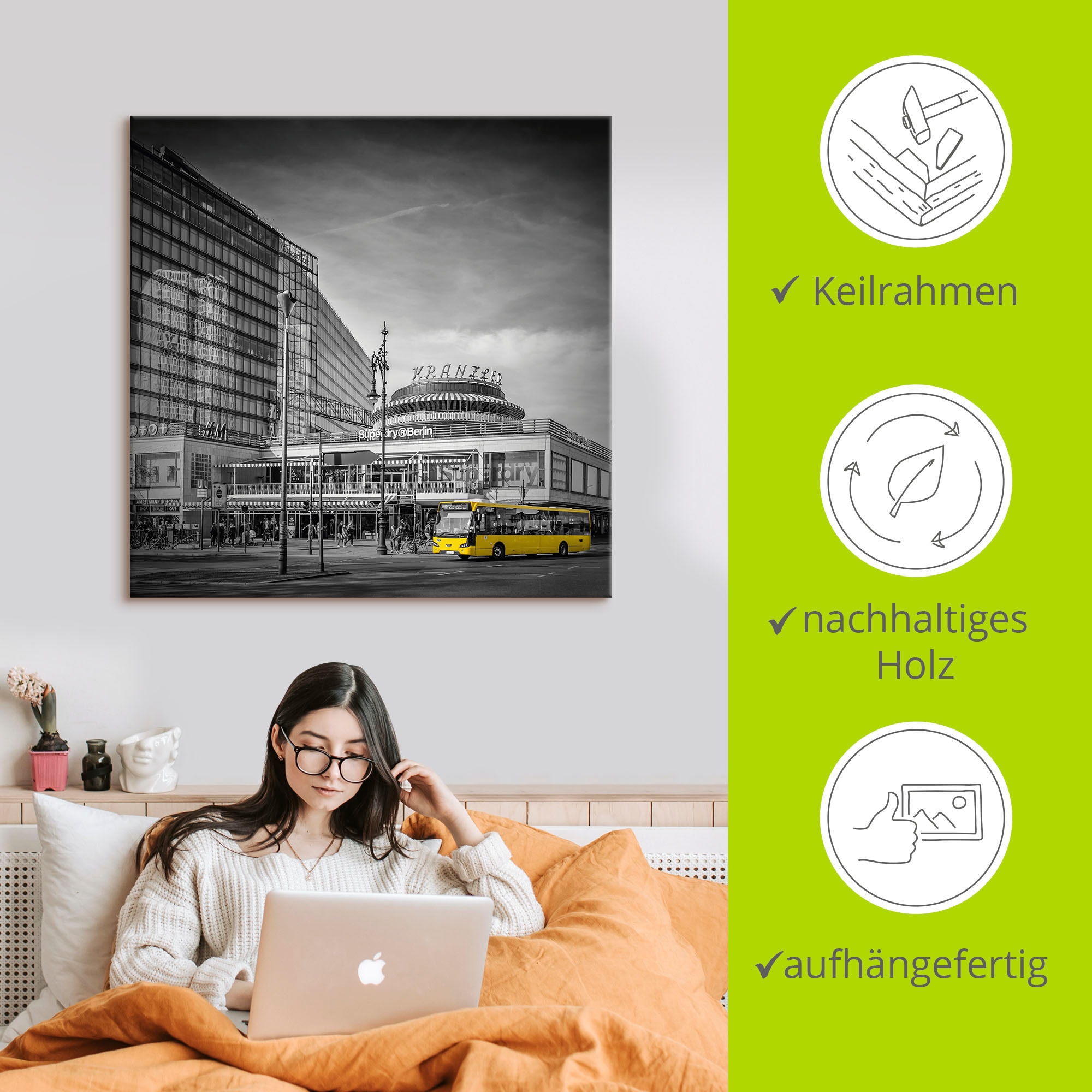 Artland Wandbild »Berlin City-West«, Deutschland, (1 St.), als Alubild, Outdoorbild, Leinwandbild in verschied. Größen
