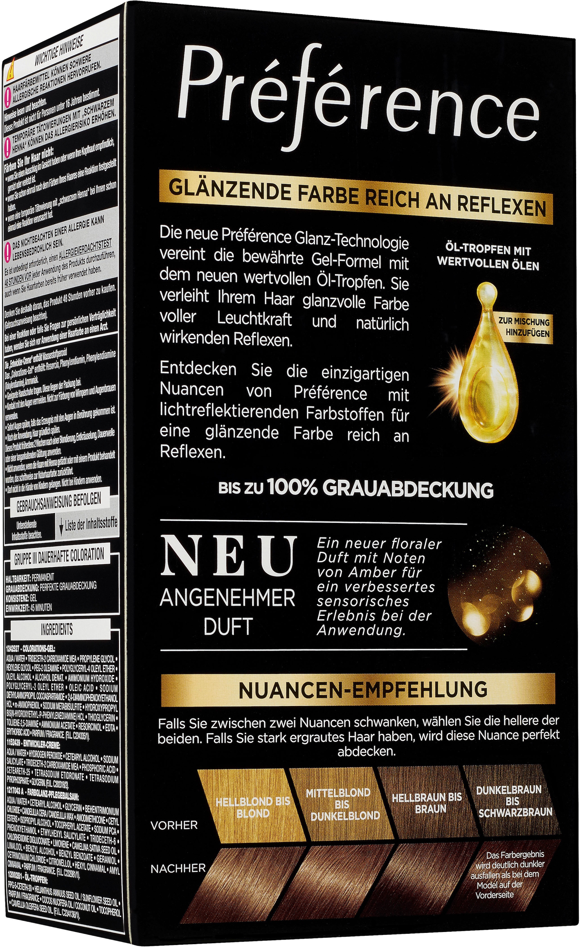 L'ORÉAL PARIS Coloration »Préférence«, (Packung, 3 tlg.), mit pflegender Formel