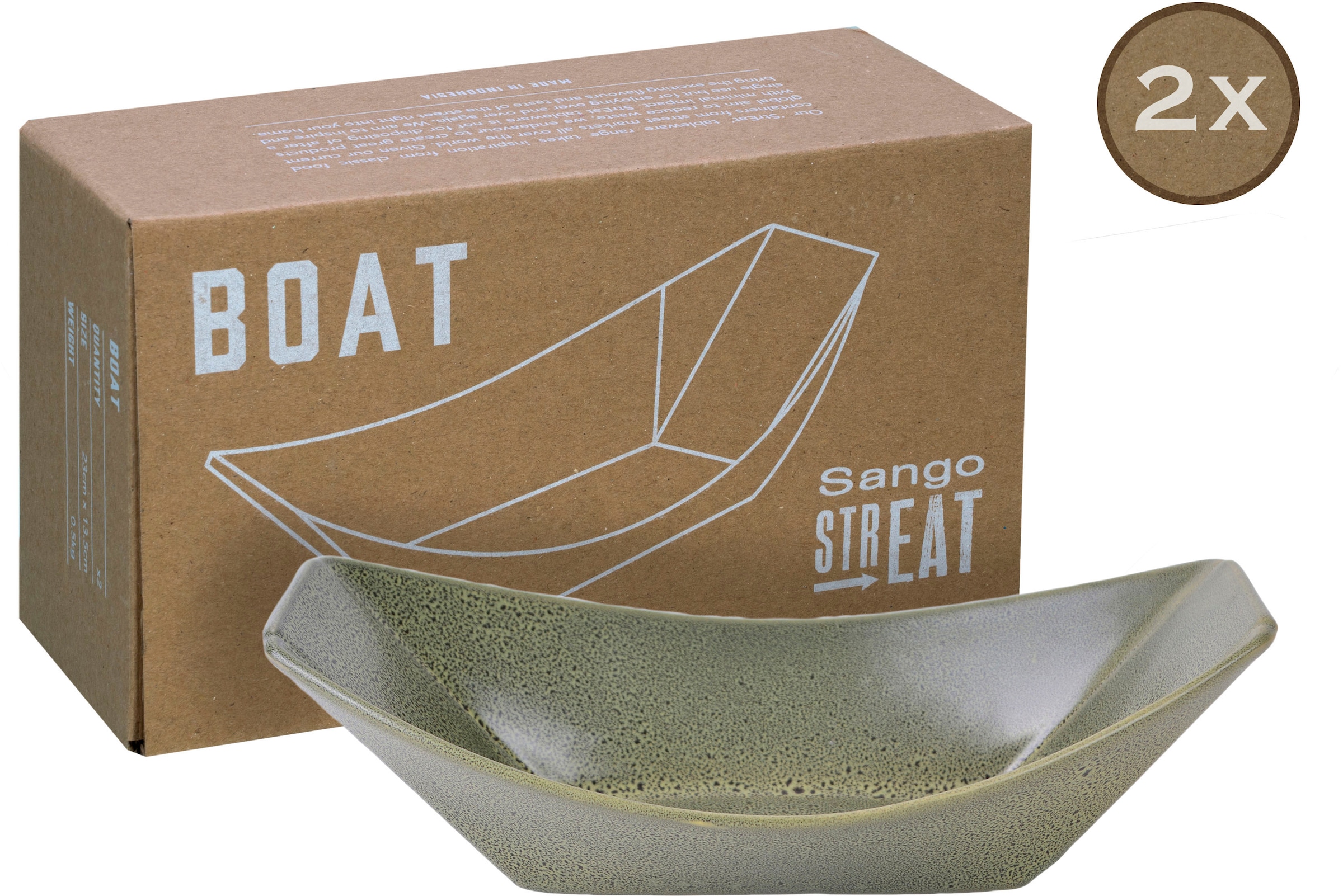 CreaTable Servierschale »Boat«, 2 tlg., aus Steinzeug, Snackschale,  Topaktueller „Streat Food“ Trend mit 3 Jahren XXL Garantie