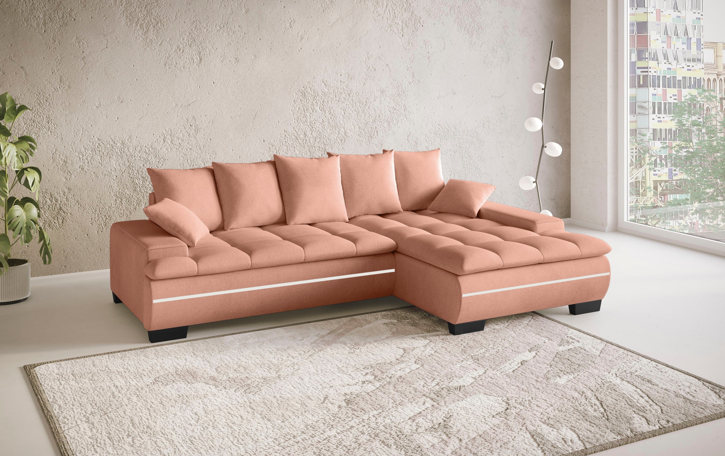 Mr. Couch Ecksofa »Haiti II, L-Form«, RGB-LED Beleuchtung, Kaltschaum, wahlweise mit Bett, Bettkasten