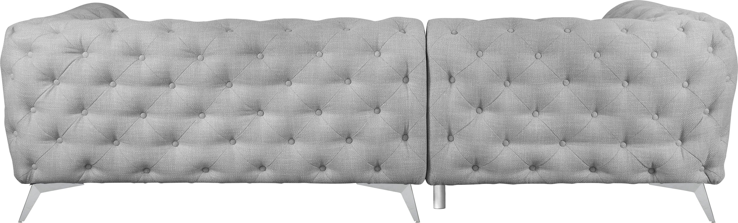 Leonique Chesterfield-Sofa »Ecksofa GLYNIS L-Form mit Wellenunterfederung, Maße B/T/H 264/204/75cm«, aufwändige Knopfheftung, moderne Chesterfield Optik, Fußfarbe wählbar