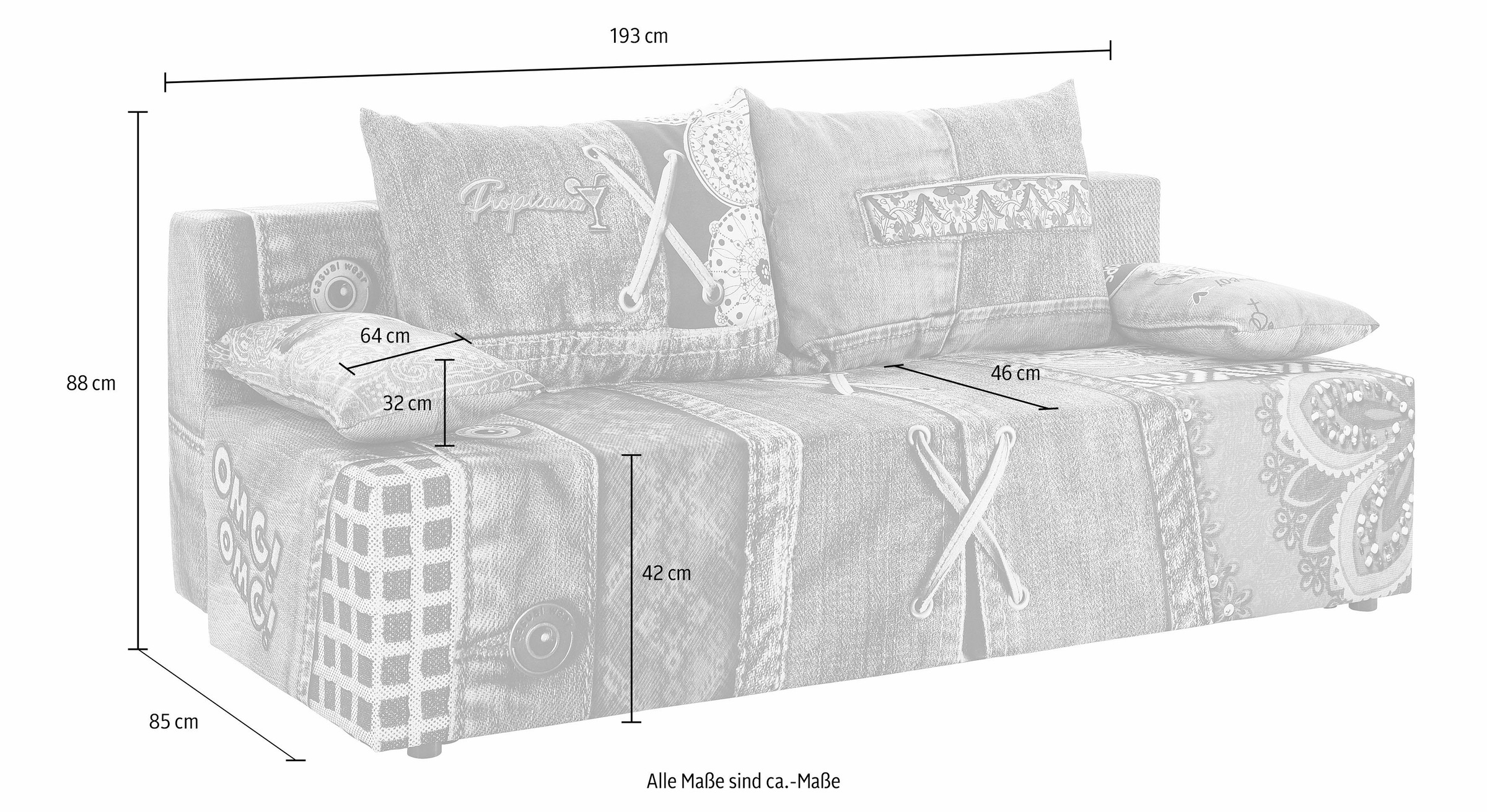 exxpo - sofa fashion Schlafsofa »Extravagantes Sofa für Individualisten mit Bettfunktion und Bettkasten«, in außergewöhnlichen Bezugsvarianten, Solitärmöbel