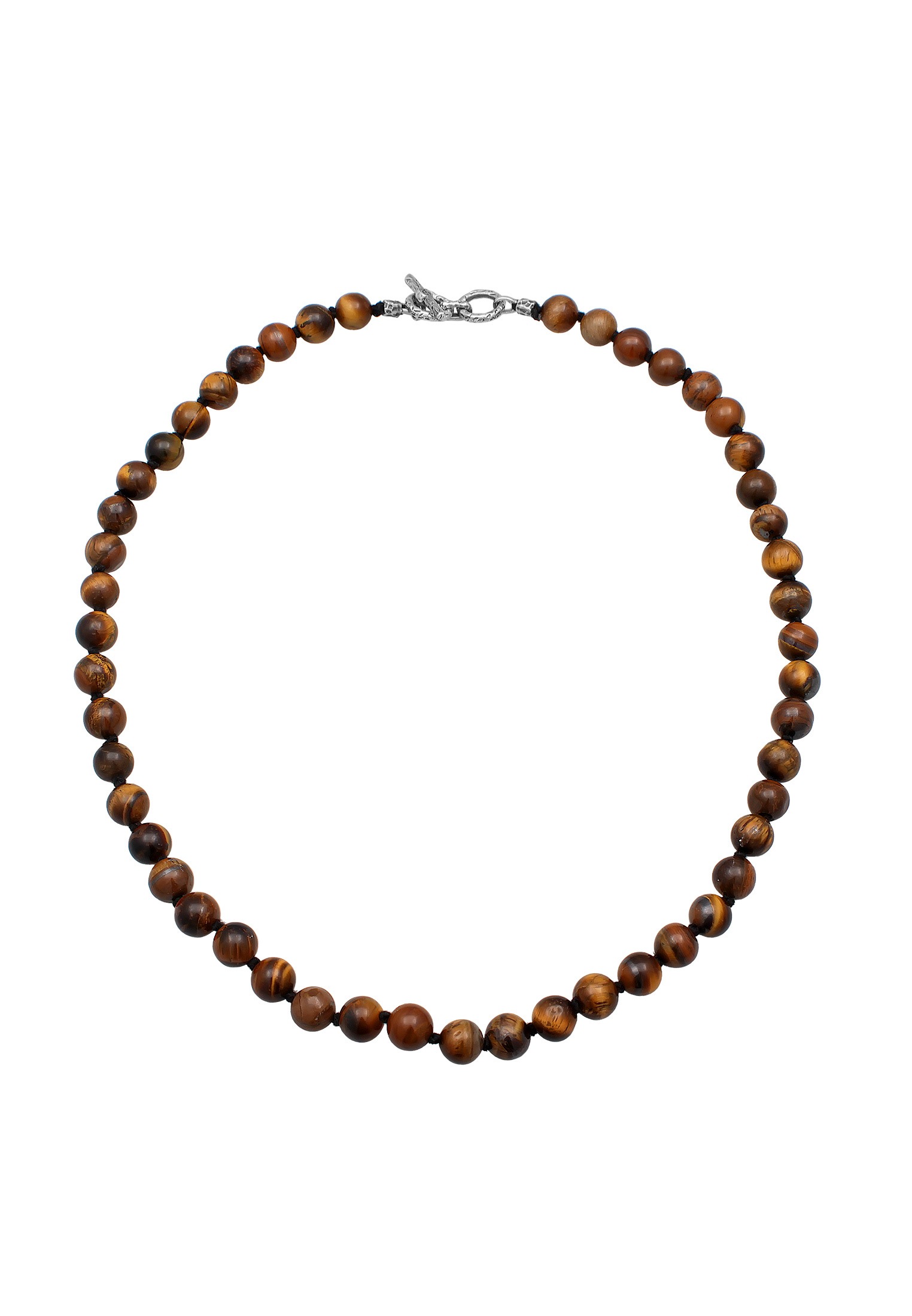 HAZE & GLORY Silberkette »Halskette Tigerauge Perlenkette T-Bone Verschluß 925 Silber«