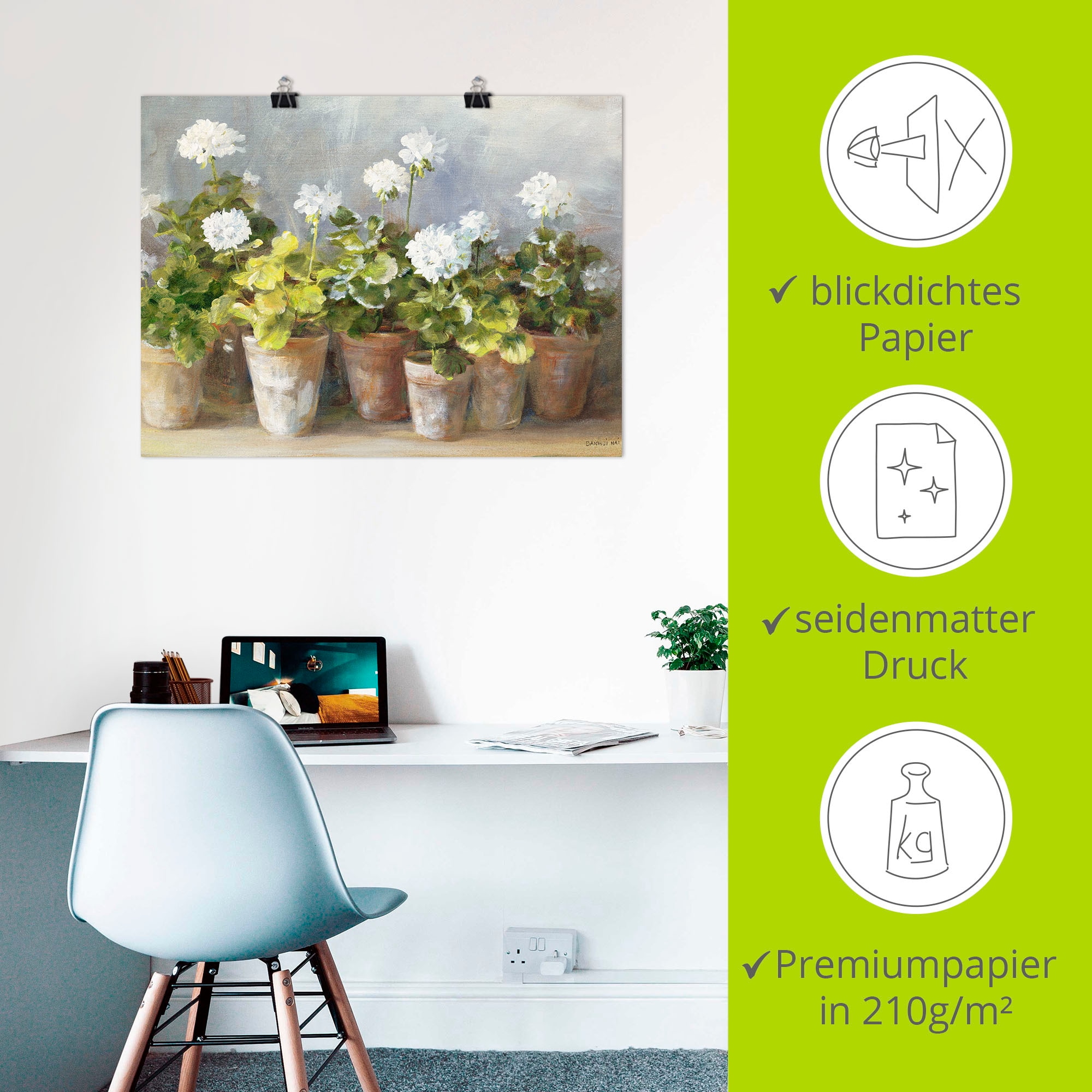 Artland Wandbild »Weiße Geranien« Blumen 1 Stk. tlg. als Leinwandbild, Poster in verschied. Größen