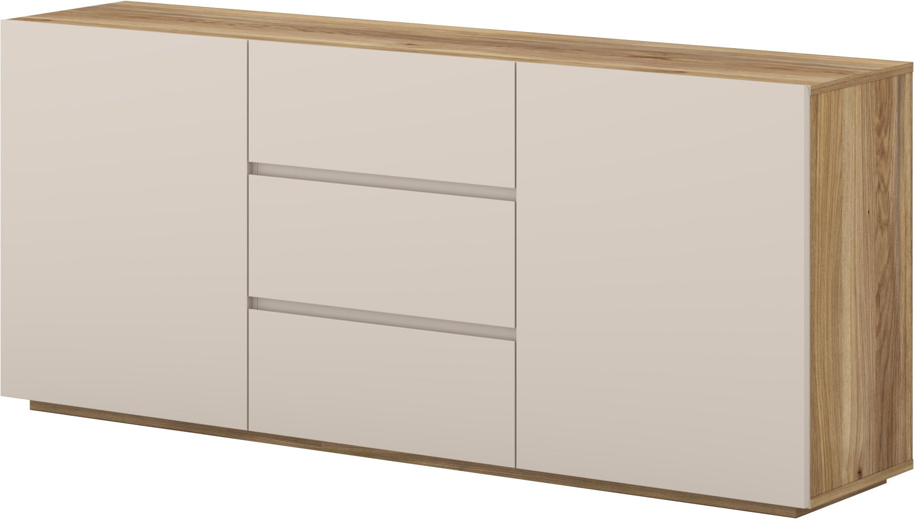 OTTO home Sideboard »Criss, Breite 150 cm, moderne grifflose Kommode 2Türen/3SK« Schubladenkommode mit viel Stauraum, Einlegeböden verstellbar