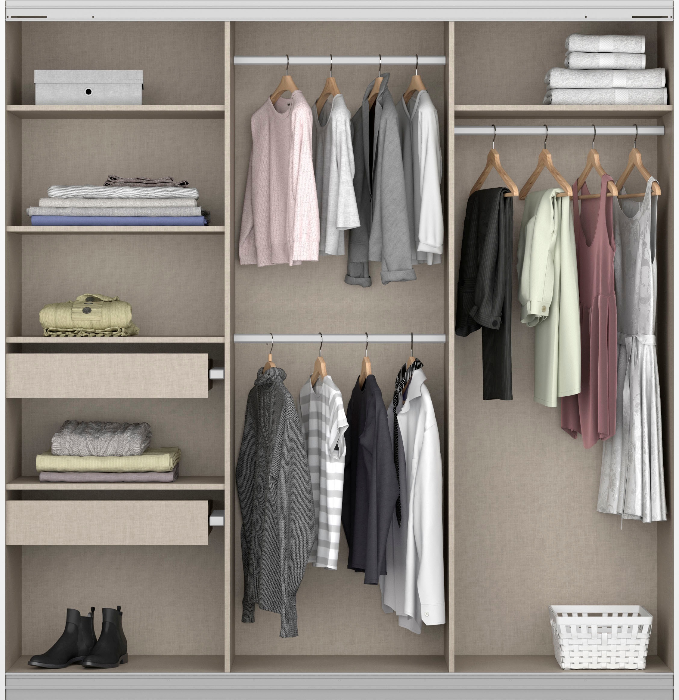 rauch Schwebetürenschrank »Kleiderschrank Schrank Garderobe BESTSELLER KOLUNA mit Spiegel« Breiten 203/271/315/360 cm Höhen 210/229 cm,  inkl. 2 Innenschubladen sowie extra Einlegeböden MADE IN GERMANY