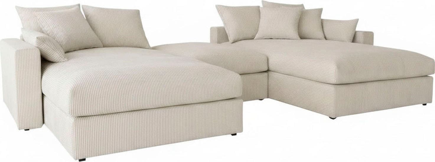 OTTO home Wohnlandschaft »Cosy Lounge U-Form, Breite 385 cm« Mega-Sofa mit Cordstoff bezogen, mit Federkern & 5 Zierkissen