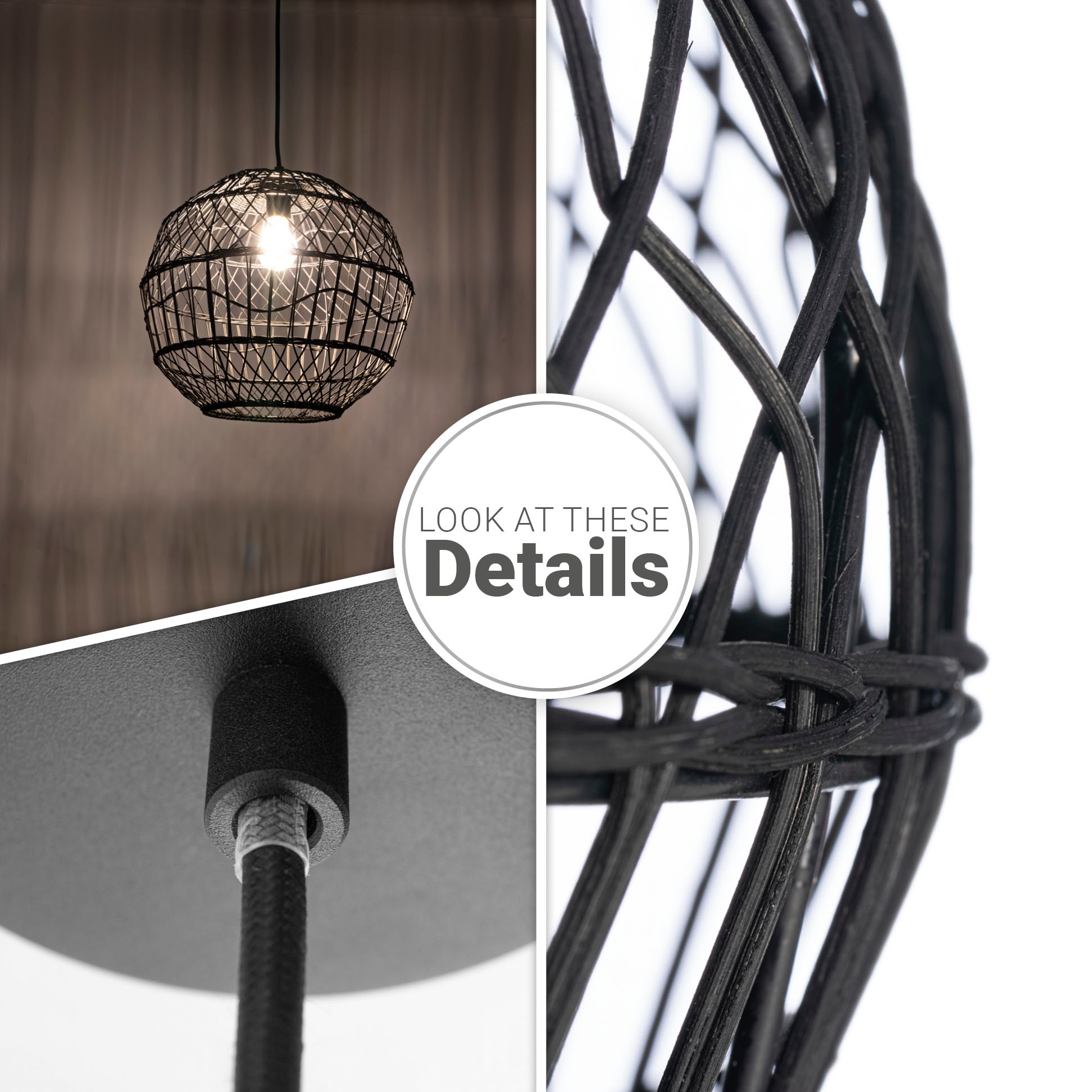 Paco Home Pendelleuchte »MAITE« E27 Rattan Hängeleuchte Korblampe Rund E27 Boho Stil Modern Wohnzimmer