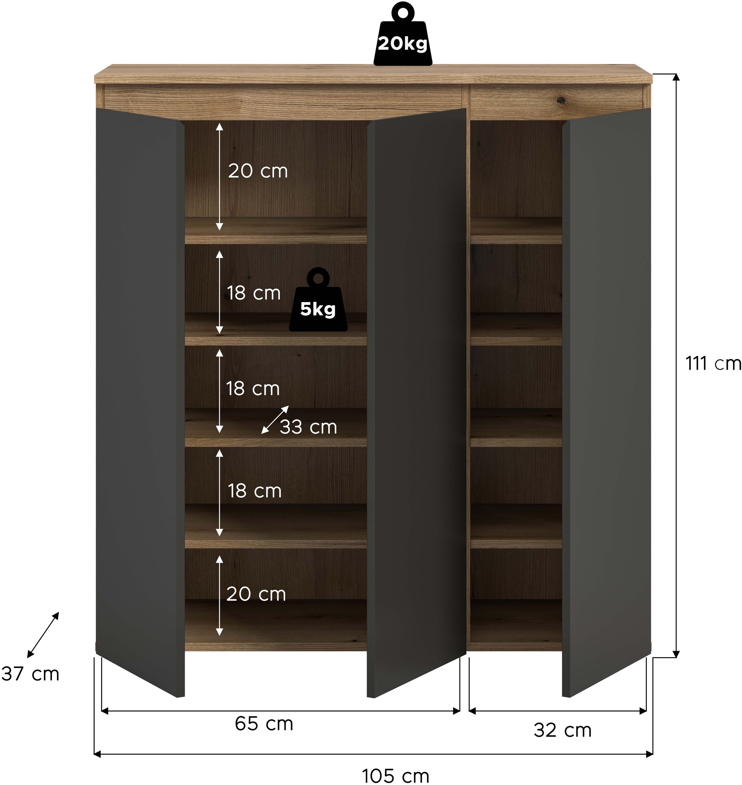 Home affaire Mehrzweckschrank »CIPELA, 105x111 cm, viel Stauraum, variable Einlegeböden, universal« in vielen verschiedenen Trendfarben verfügbar, 1 Stk. tlg. Schuhschrank, Kleiderschrank, Universalschrank, Aktenschrank, Schrank
