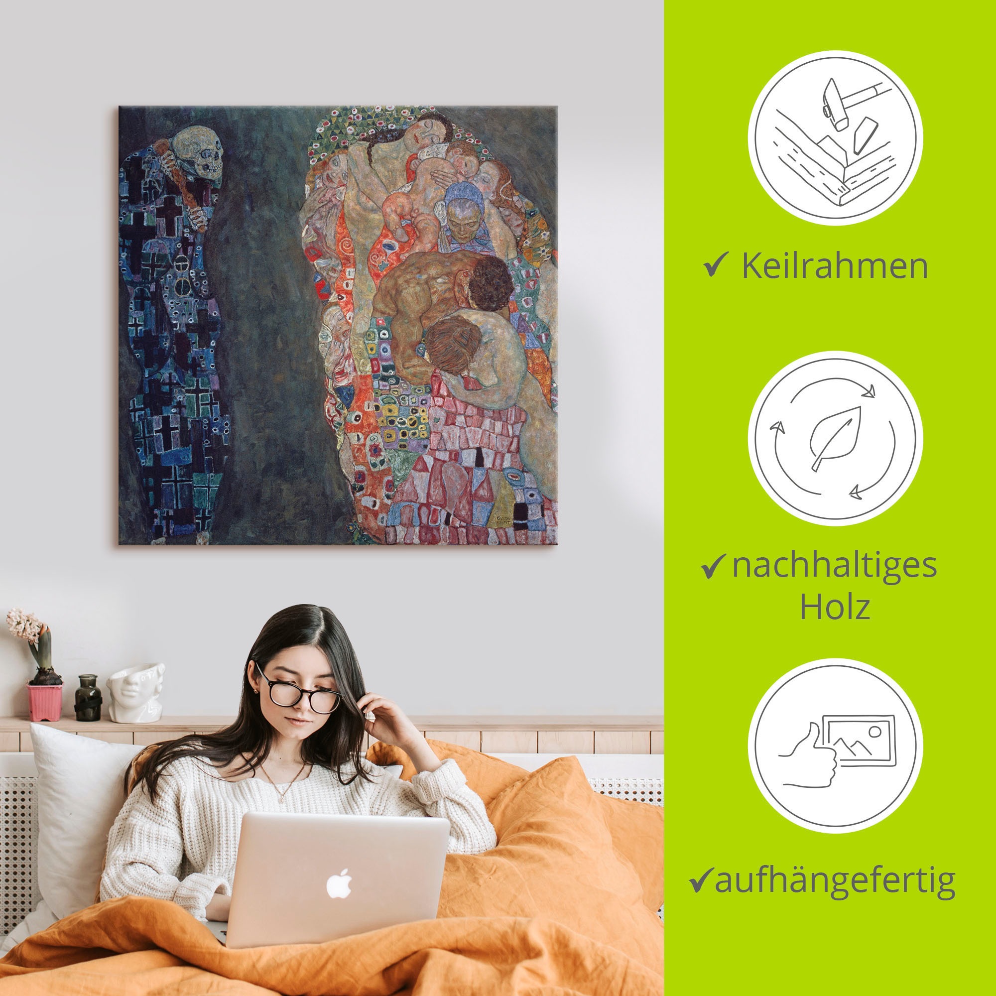 Artland Wandbild »Tod und Leben. Vollendet 1916.« Religion 1 Stk. tlg. auf Holzrahmen gespannt