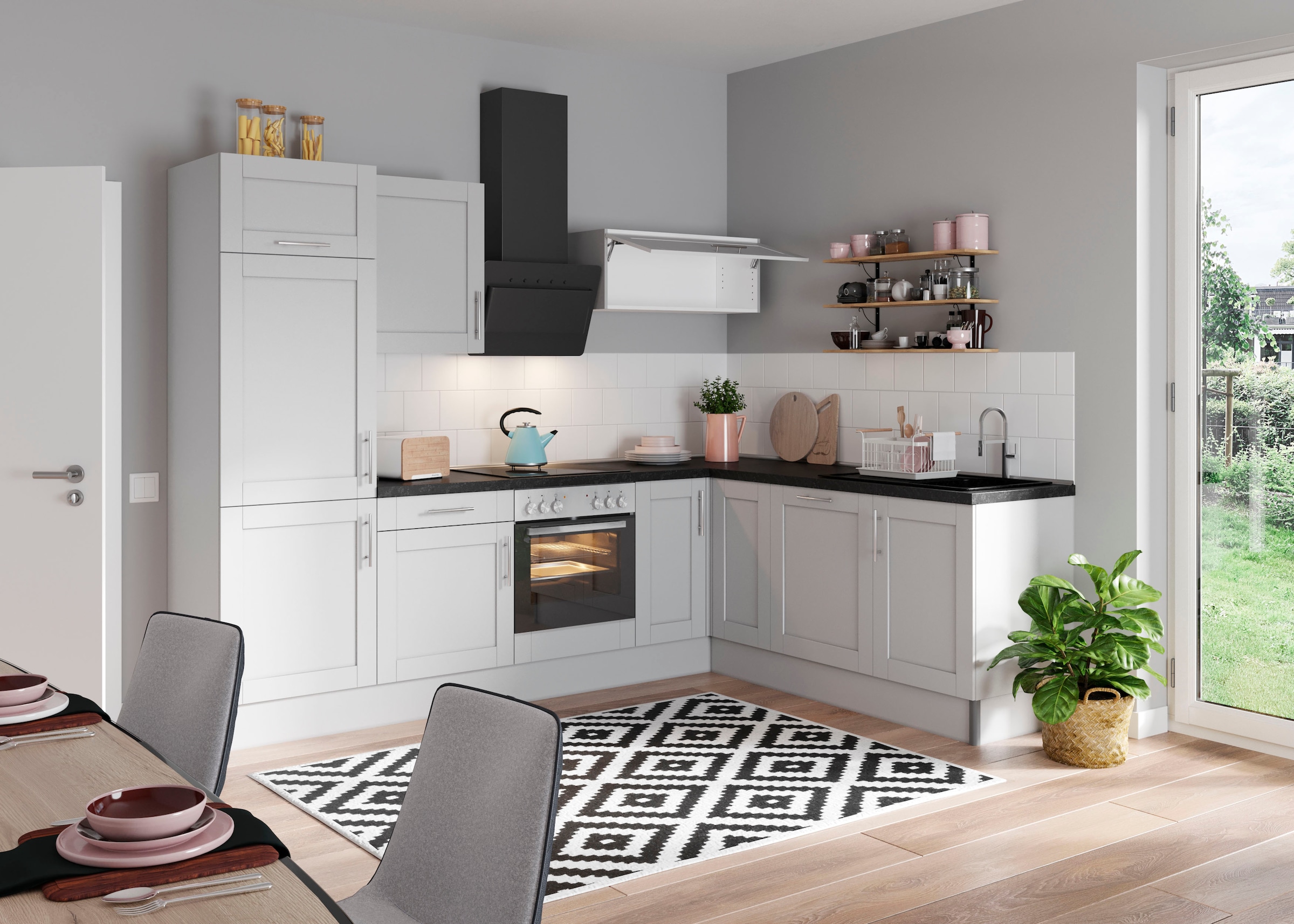 OPTIFIT Küche »Ahus«, 200 x 270 cm breit, wahlweise mit E-Geräten, Soft Close Funktion