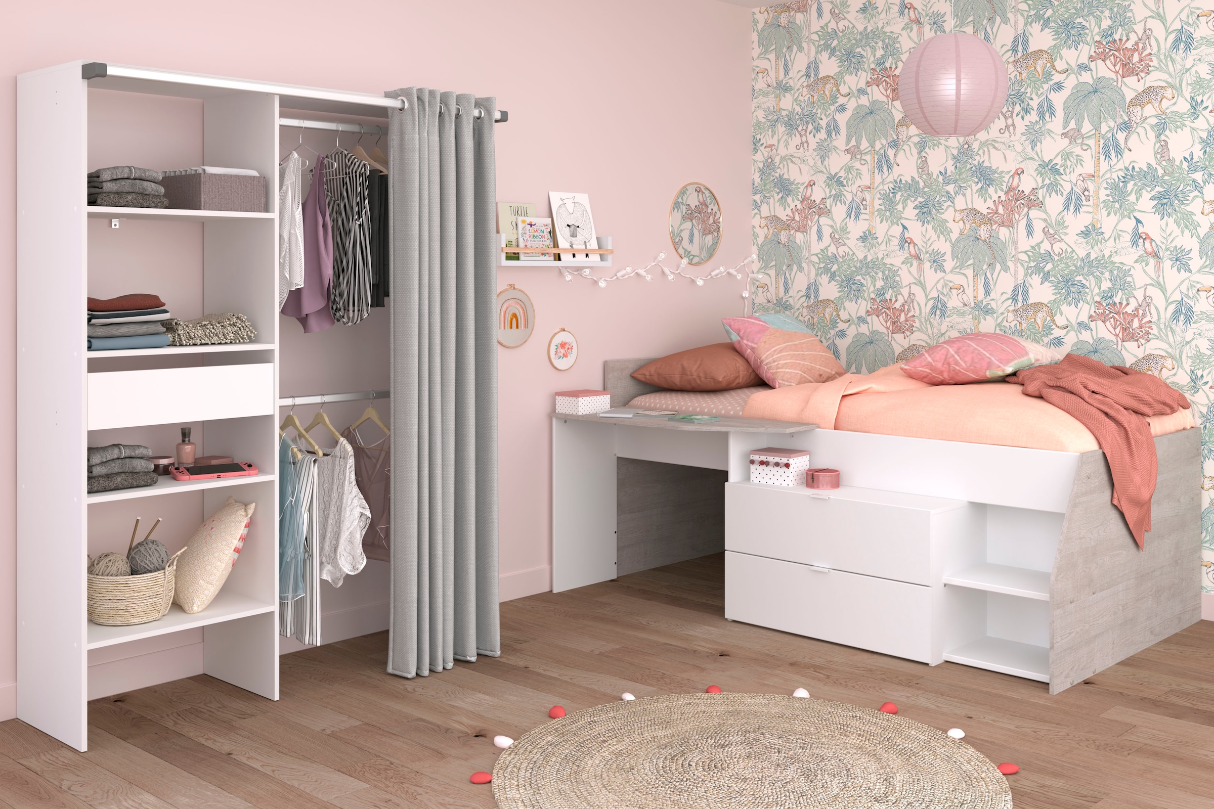 Parisot Jugendzimmer-Set »Parisot Milky 21« Set, 2-teilig, 2 tlg. inklusive Schubkastenkommode, viel Stauraum, Ablagefläche Liegefläche