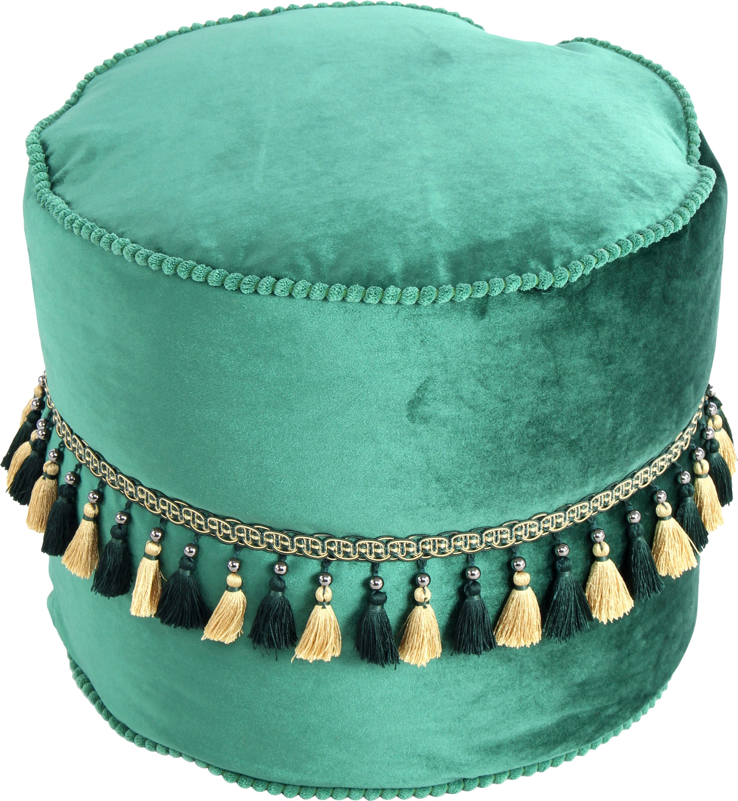 Kayoom Sitzhocker »Pouf Taj Mahal 225, samtweiche Oberfläche«, (1 St.), samtweich, verziert, Füllung aus flexiblen Styroporkugeln