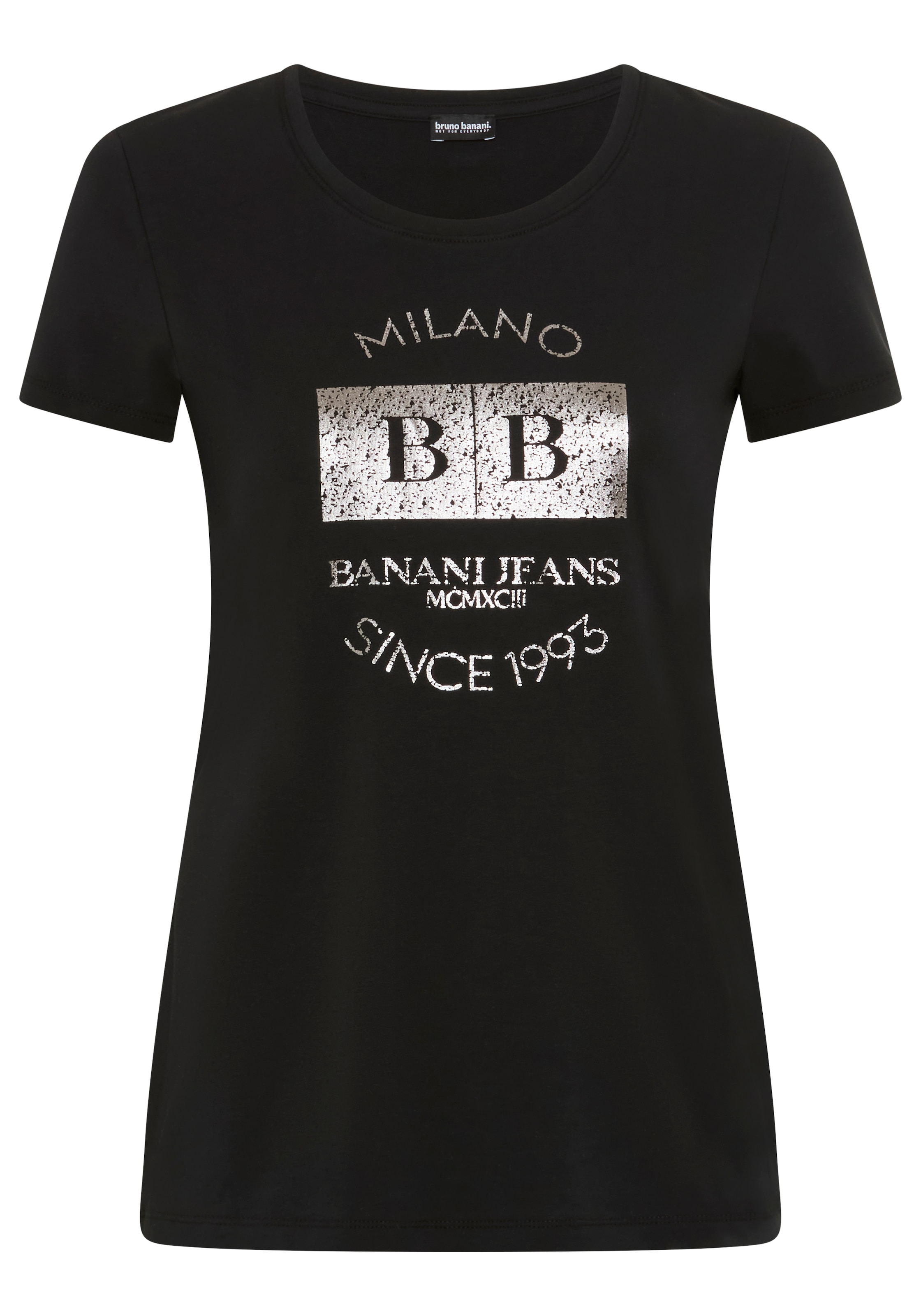 Bruno Banani T-Shirt mit schimmerndem Glitzerprint und Basic-Passform