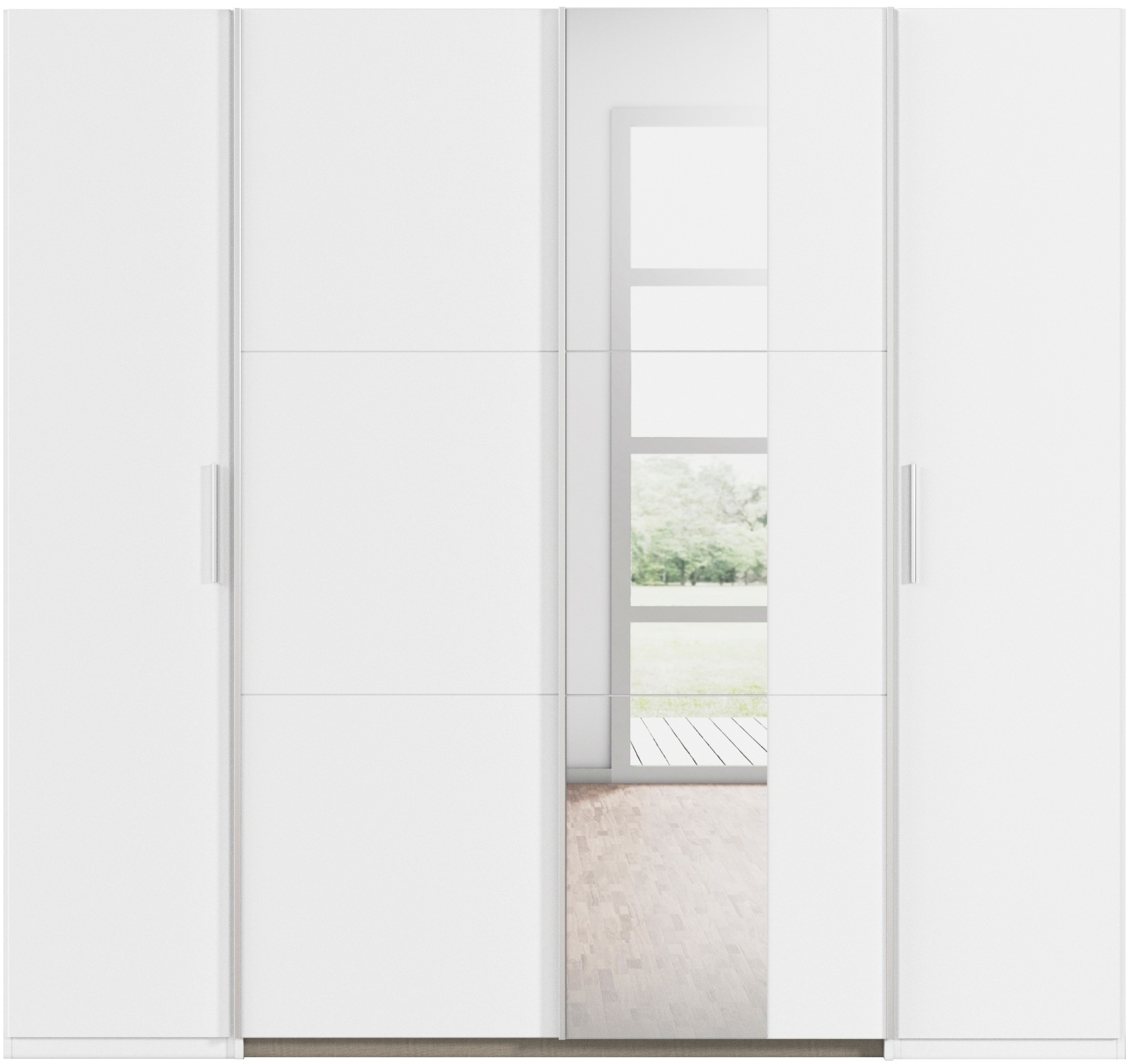 rauch Schwebetürenschrank »Kleiderschrank Drehtürenschrank Schrank Garderobe KRONACH« in 3 Ausstattungen BASIC/CLASSIC/PREMIUM, Breiten 225/268/311/354 cm,  Kombischrank optional mit 1 oder 2 Spiegel viele Böden MADE IN GERMANY