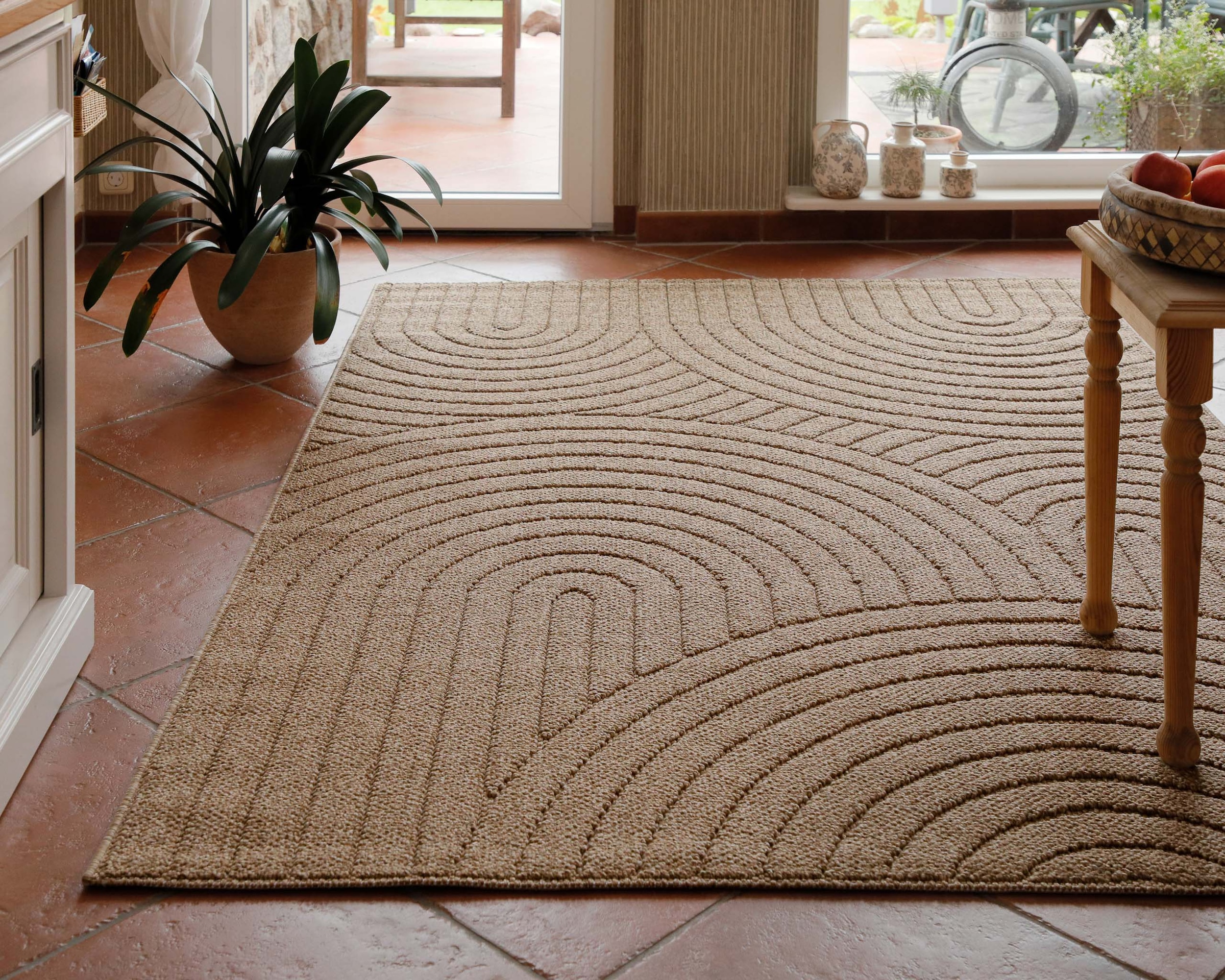Wecon home Teppich »Monoq« rechteckig 12 mm Höhe Flachgewebe, wetterfest, Retro Design, robust, In- & Outdoor Teppich
