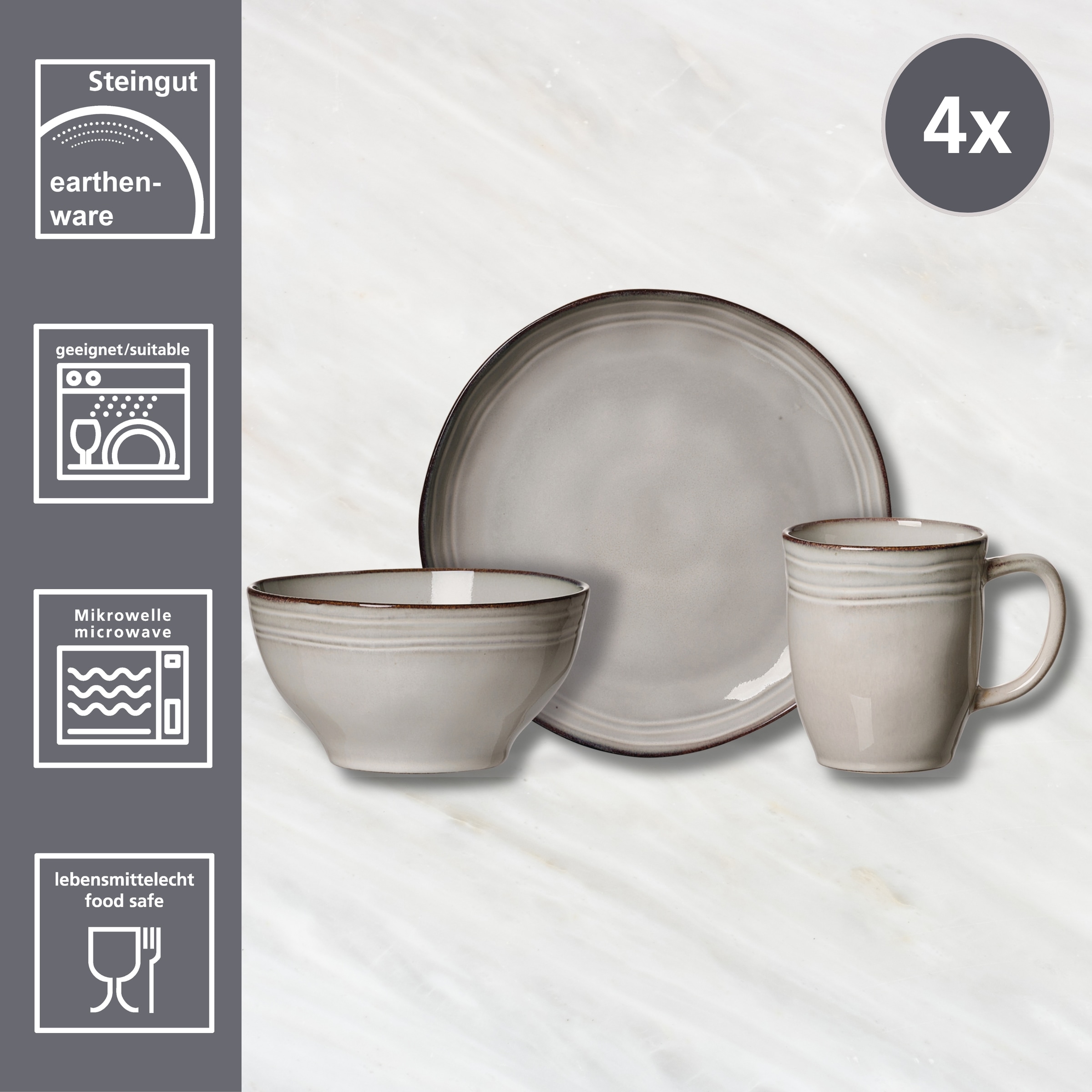 Ritzenhoff & Breker Frühstücks-Geschirrset »Kendra« aus Steingut für 4 Personen