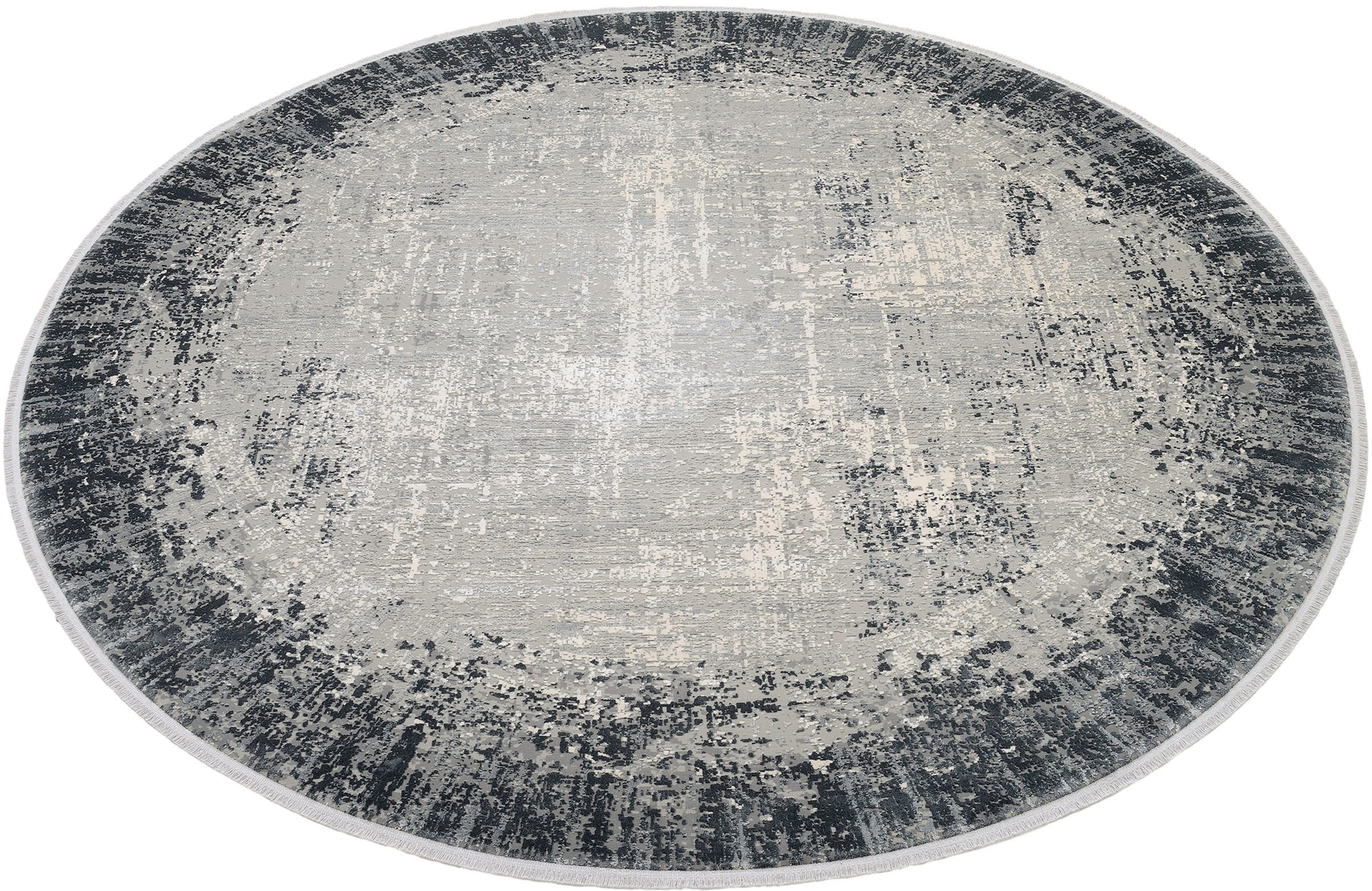 Teppich »BORDER«, rund, hochwertiger Viskoseanteil, samtweiche Oberfläche mit 3 D Effekt