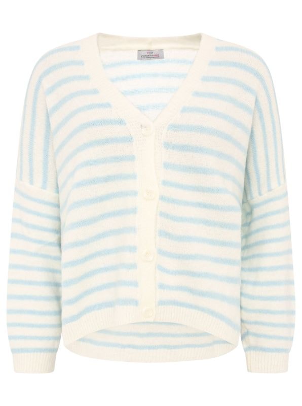 Zwillingsherz Strickjacke »"Streifen"«, One Size, Loose-Fit, Langarm, Wollanteil, V-Ausschnitt