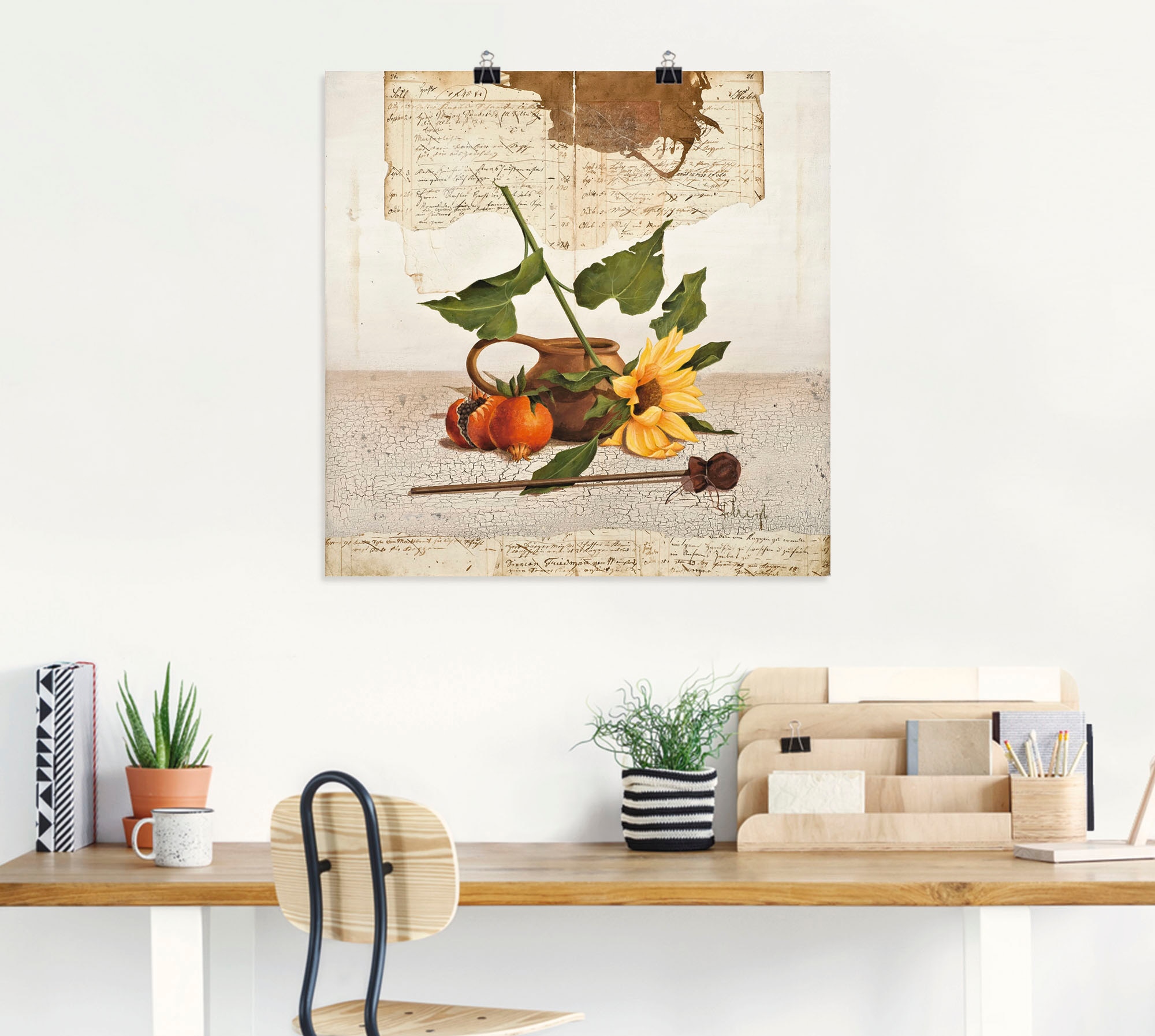 Artland Poster »Stillleben mit Sonnenblumen«, Arrangements, (1 St.), als Leinwandbild, Wandaufkleber oder Poster in versch. Größen