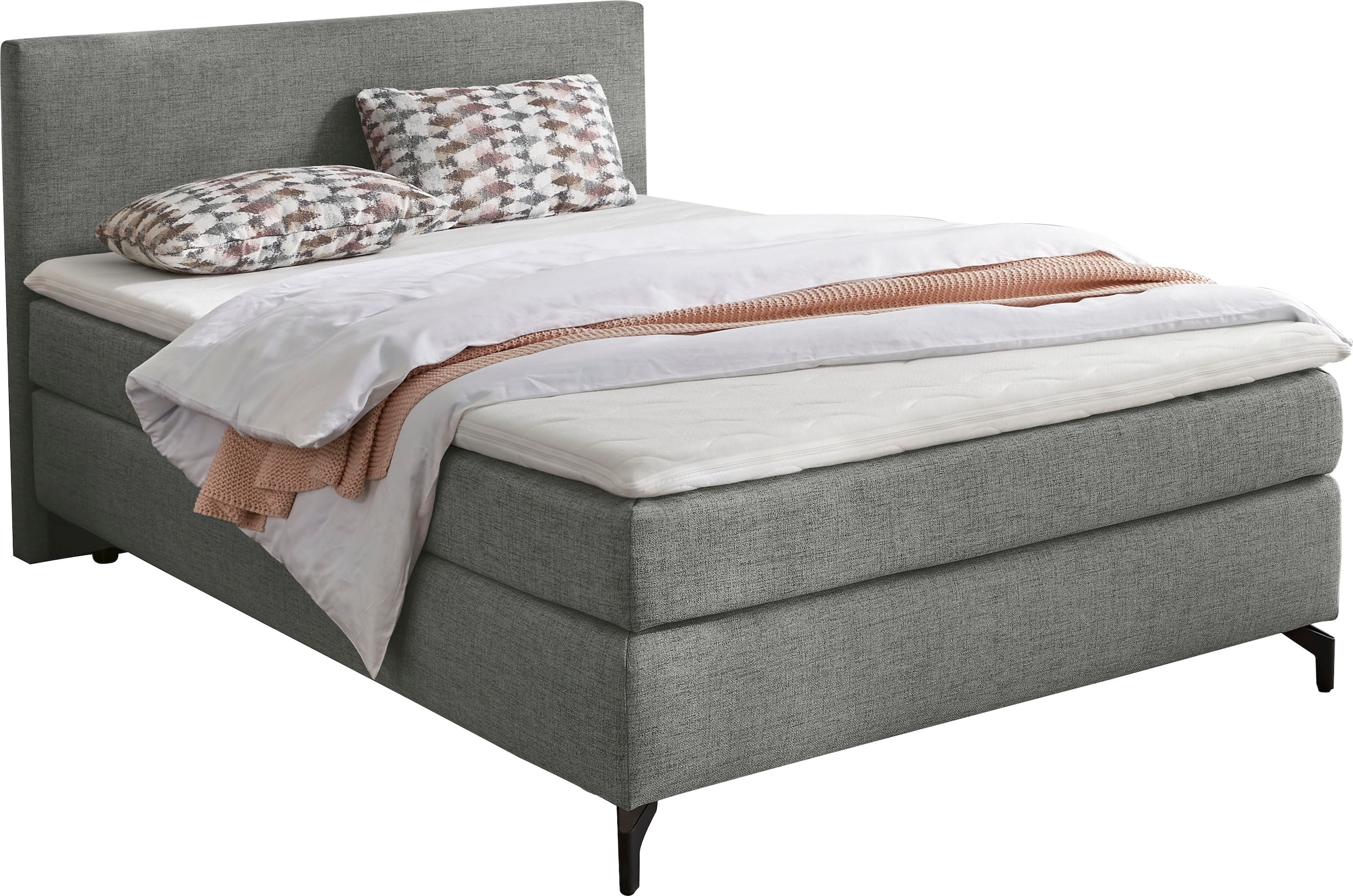 INOSIGN Boxspringbett Alinas, mit Topper und Zierkissen, in unterschiedliche Farbvarianten und Breiten lieferbar