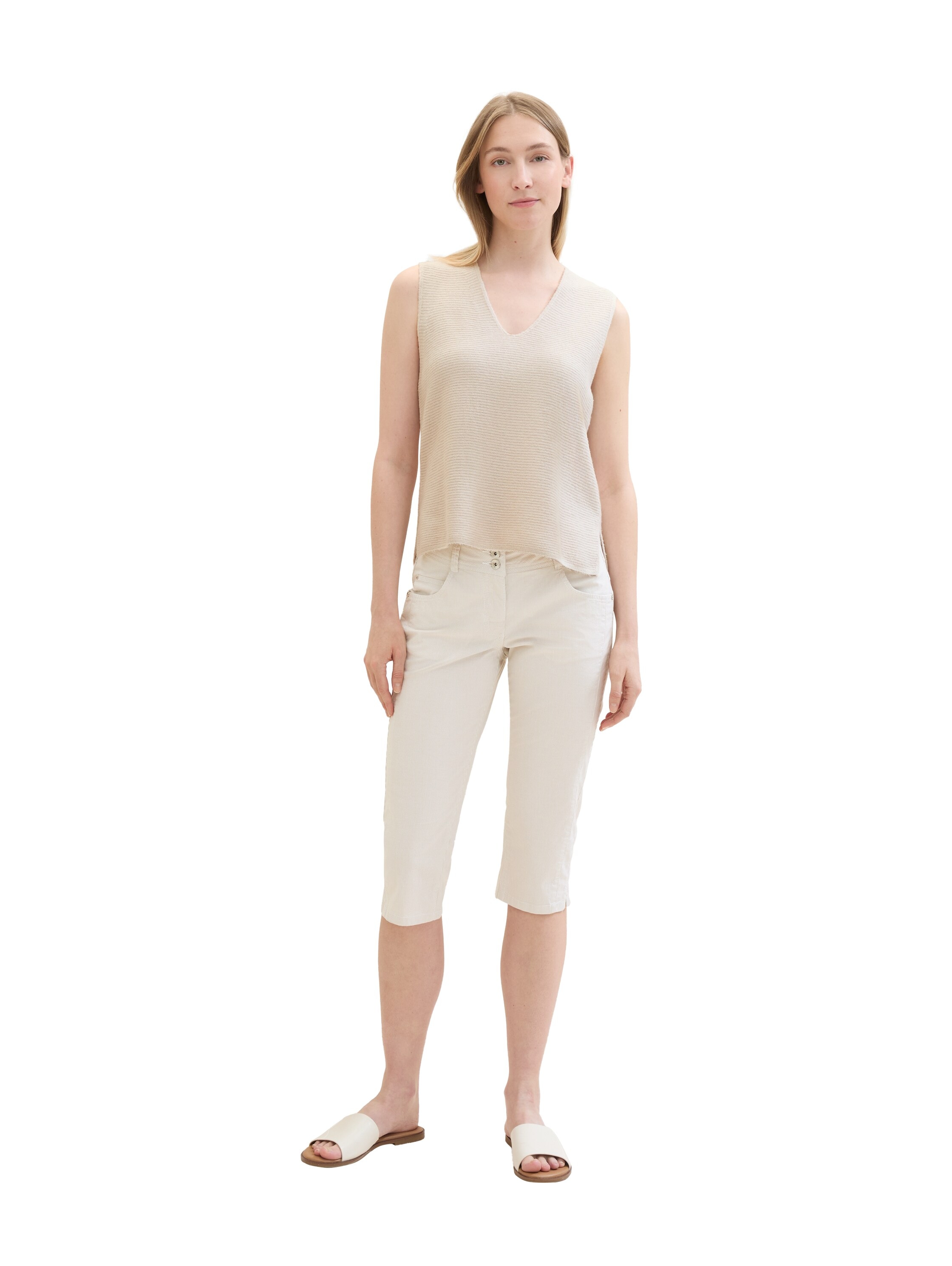 TOM TAILOR Caprihose, Sommerhose mit Doppel-Knopfverschluss
