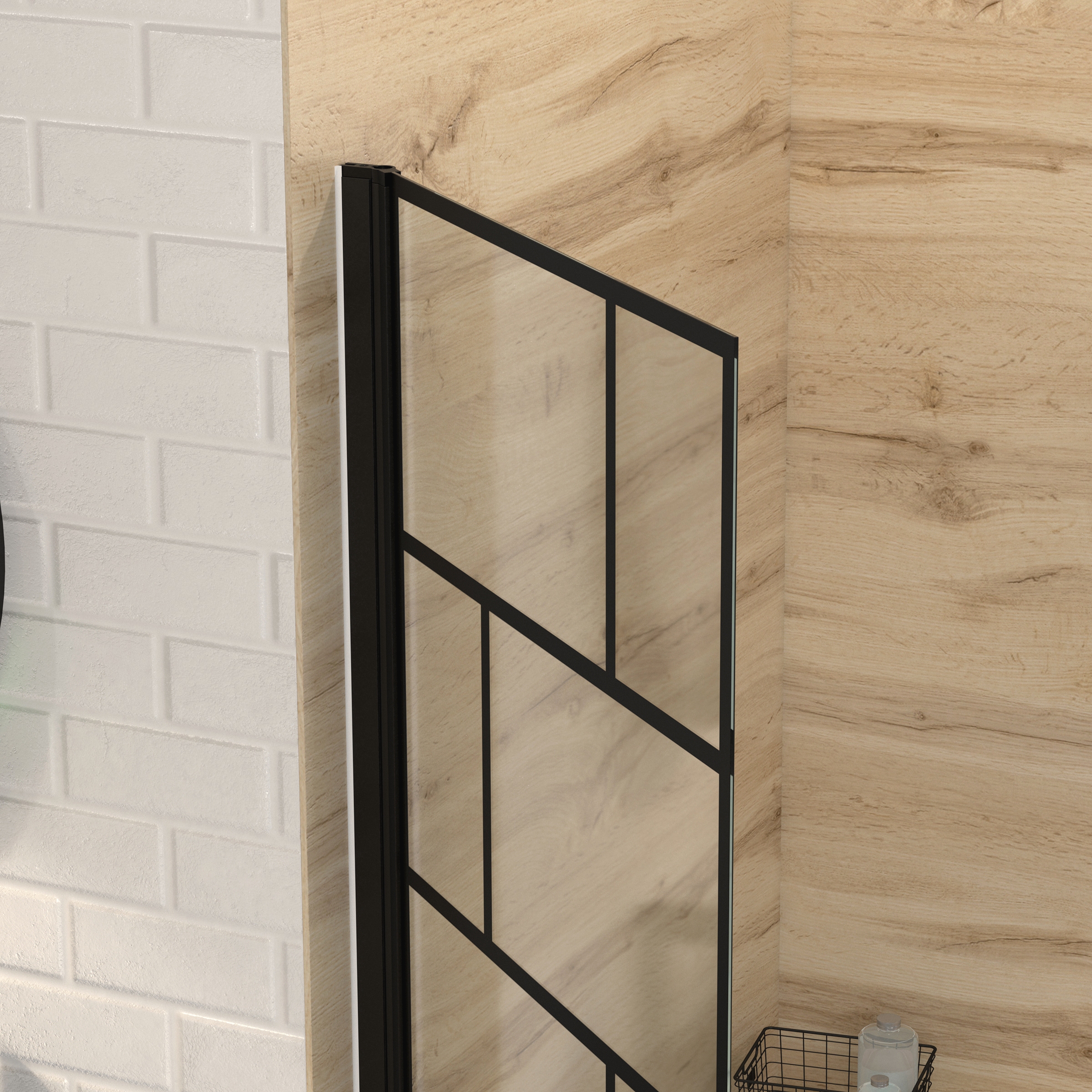 Marwell Badewannenfaltwand »Bricks« für Badewanne, mit Handtuchhalter, hochwertiger Aluminiumrahmen