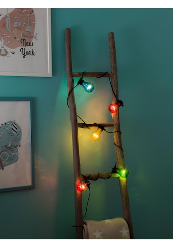LED-Lichterkette »Weihnachtsdeko aussen«, 5 St.-flammig, LED Biergartenkette, 5 bunte...