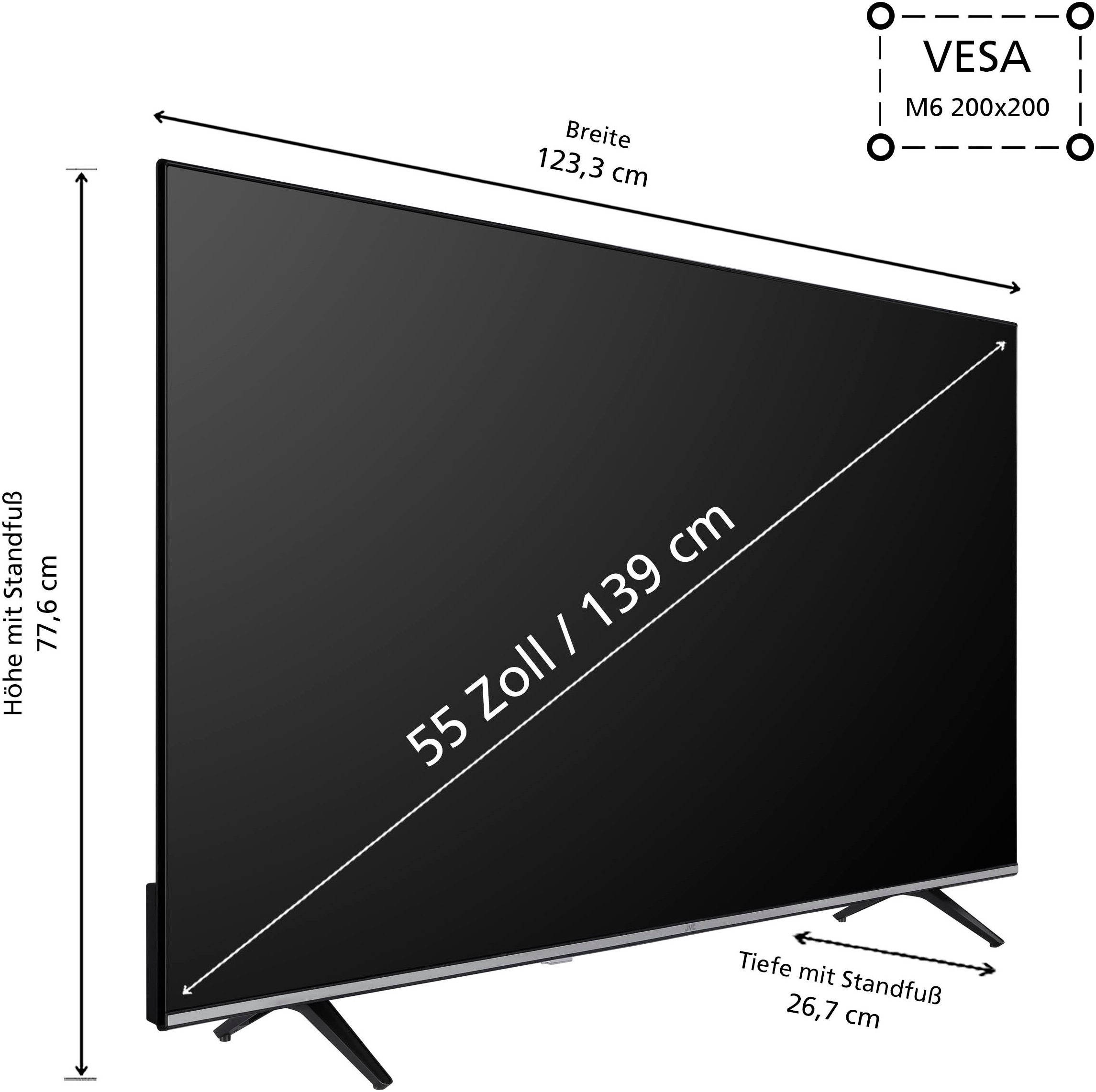 JVC DLED-Fernseher »LT-55VU7555«, 4K Ultra HD, Smart-TV