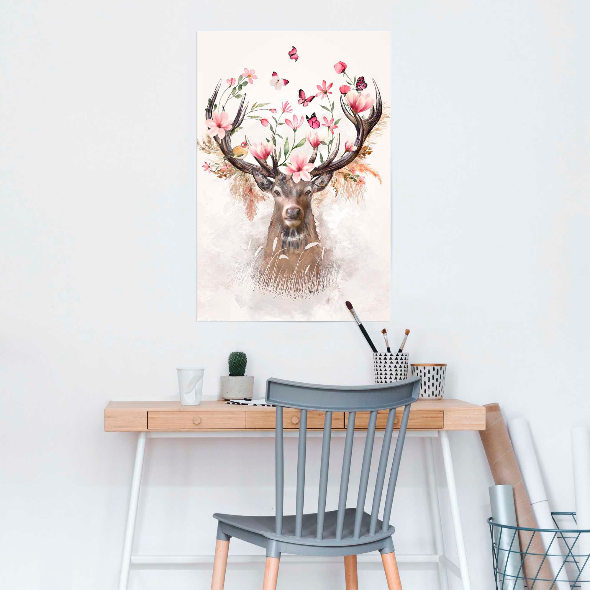 Reinders! Poster »Hirsch in Blumen« bequem bestellen