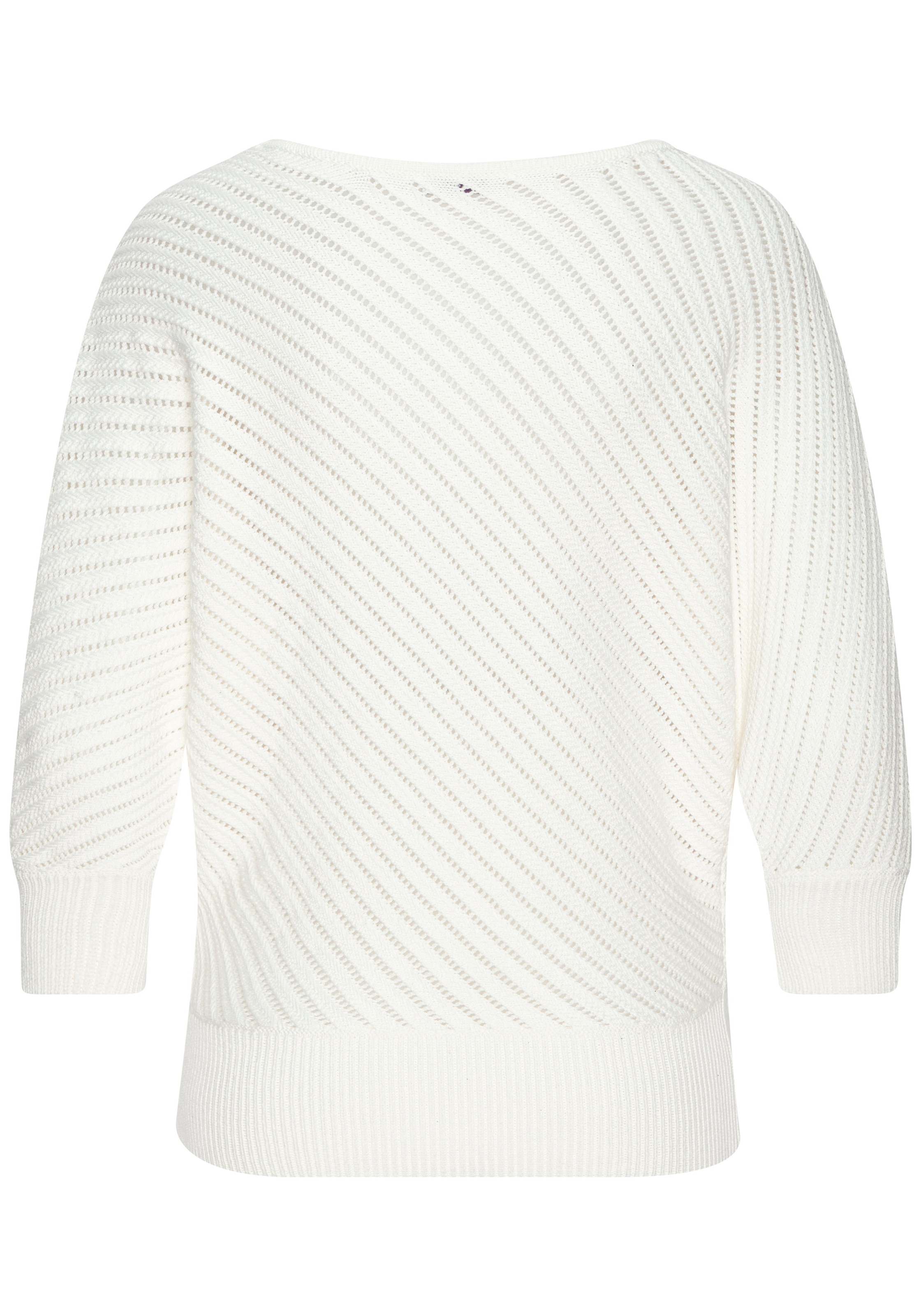LASCANA 3/4 Arm-Pullover mit diagonalem Strickmuster