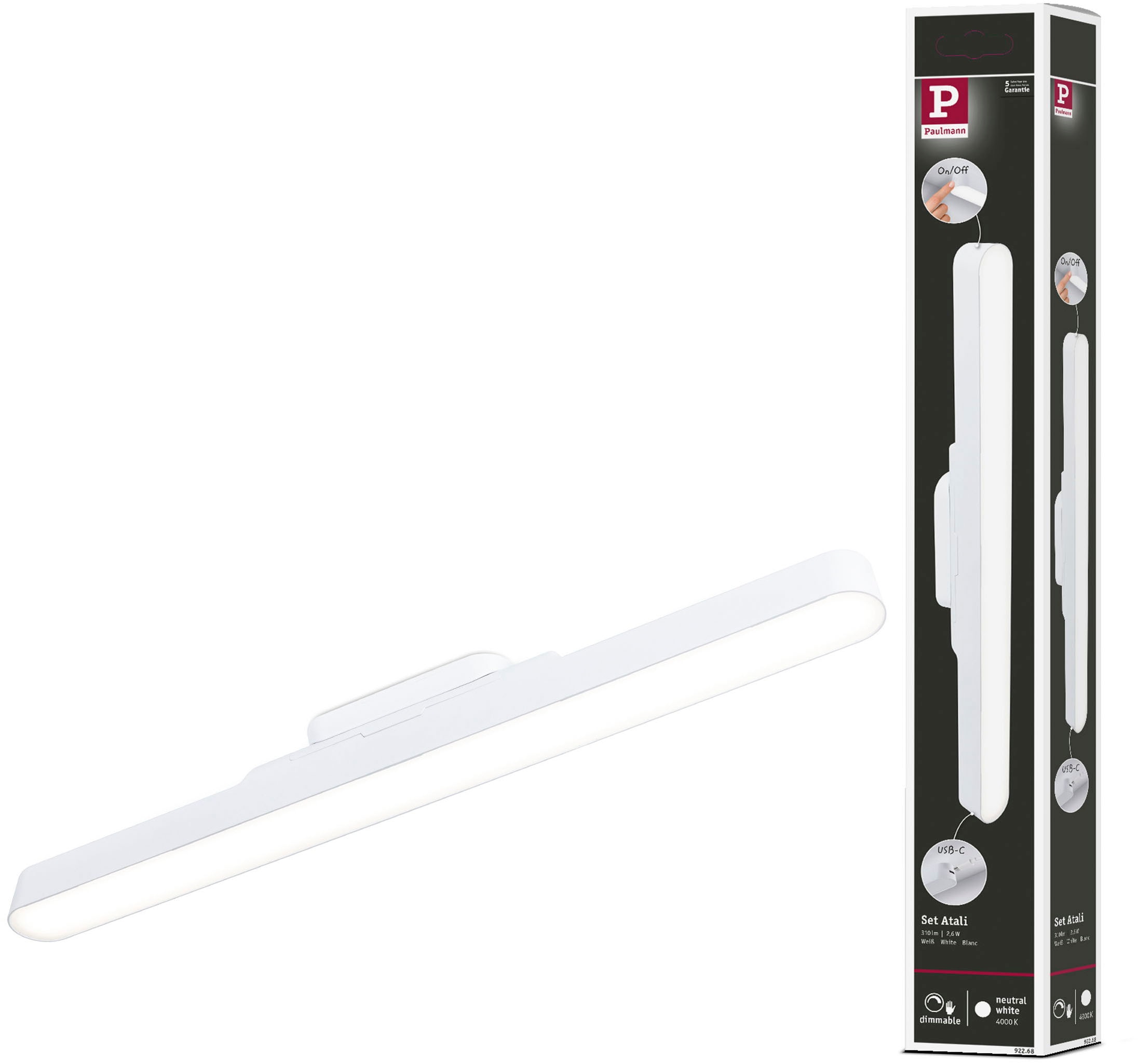 Paulmann Atali LED-Aufbauleuchte LED 2.6W Neutralweiß Weiß