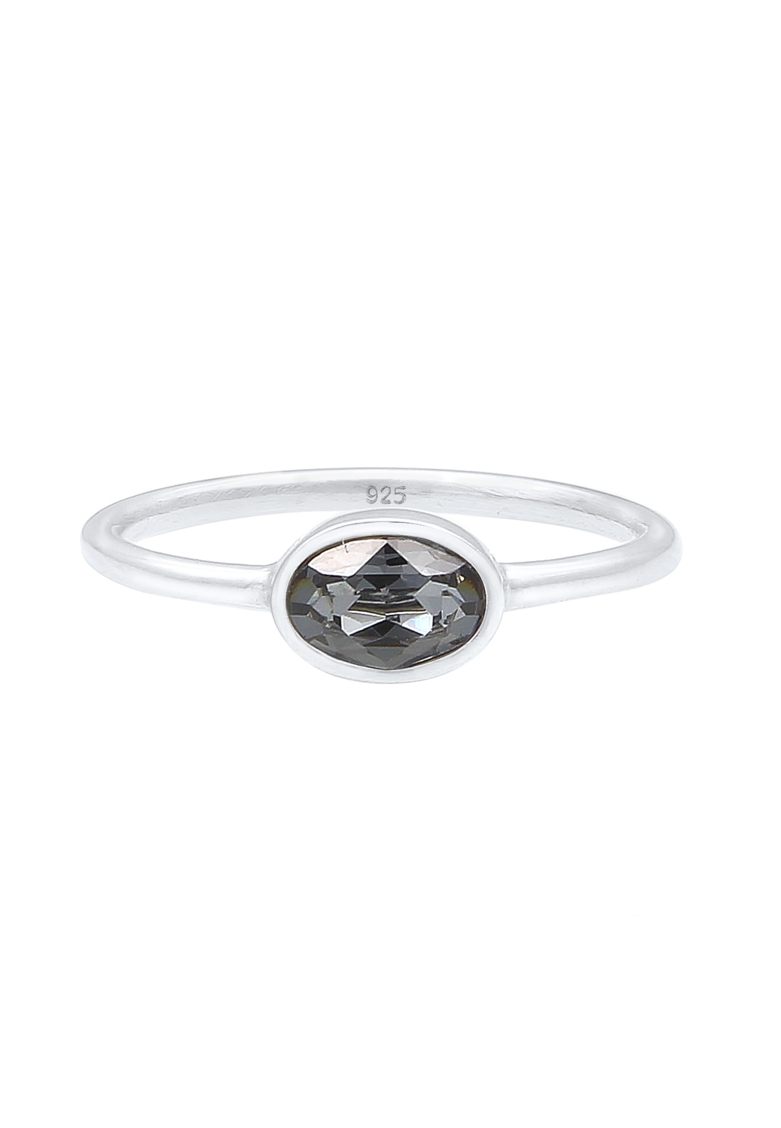 Elli Verlobungsring »Ring Oval Glas Kristalle Grau 925 Sterling Silber«