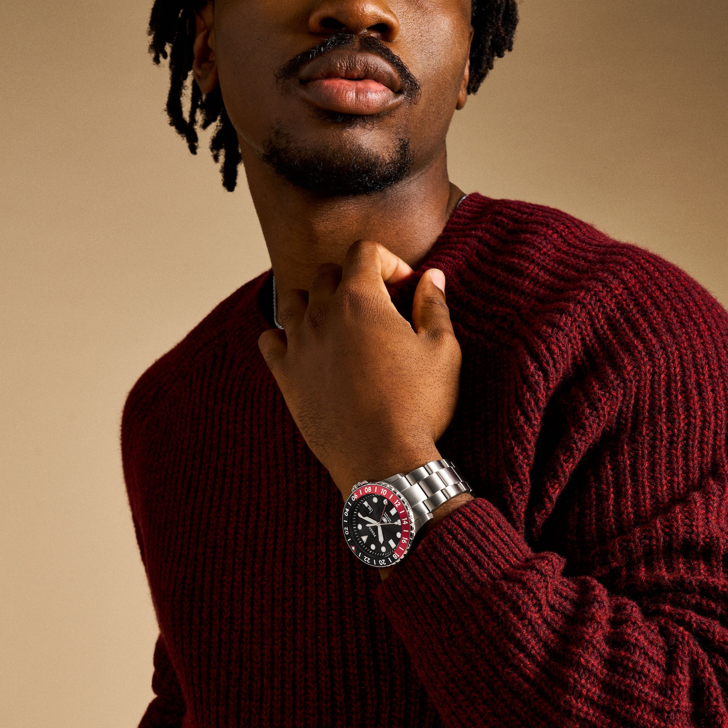 Fossil Quarzuhr »FOSSIL BLUE GMT« Armbanduhr, Herrenuhr, Edelstahlarmband, analog, Tag, 2. Zeitzone