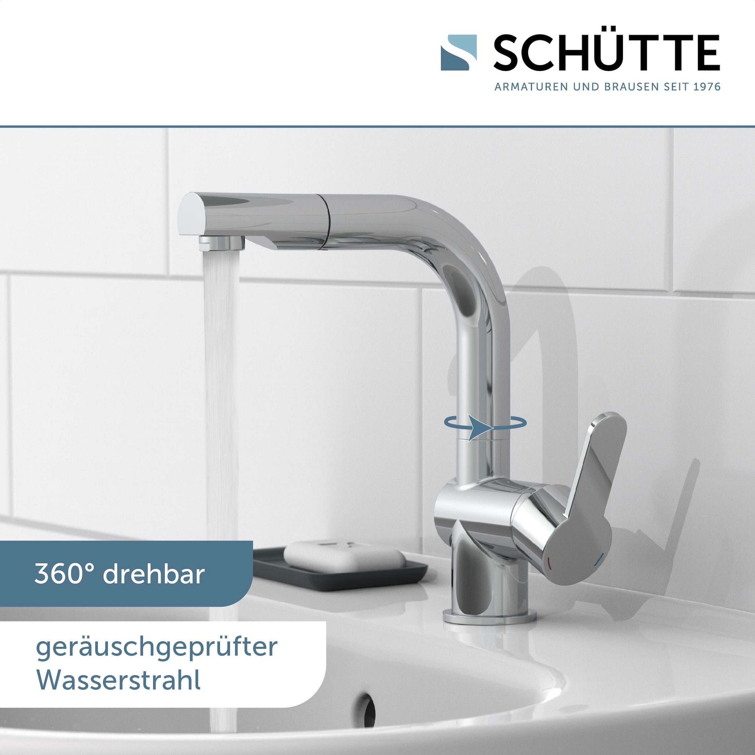 Schütte Badarmatur »3-teilige Serie LONDON«, (Set), Energiesparend, Verbrühschutz, 360° schwenkbar, wassersparend