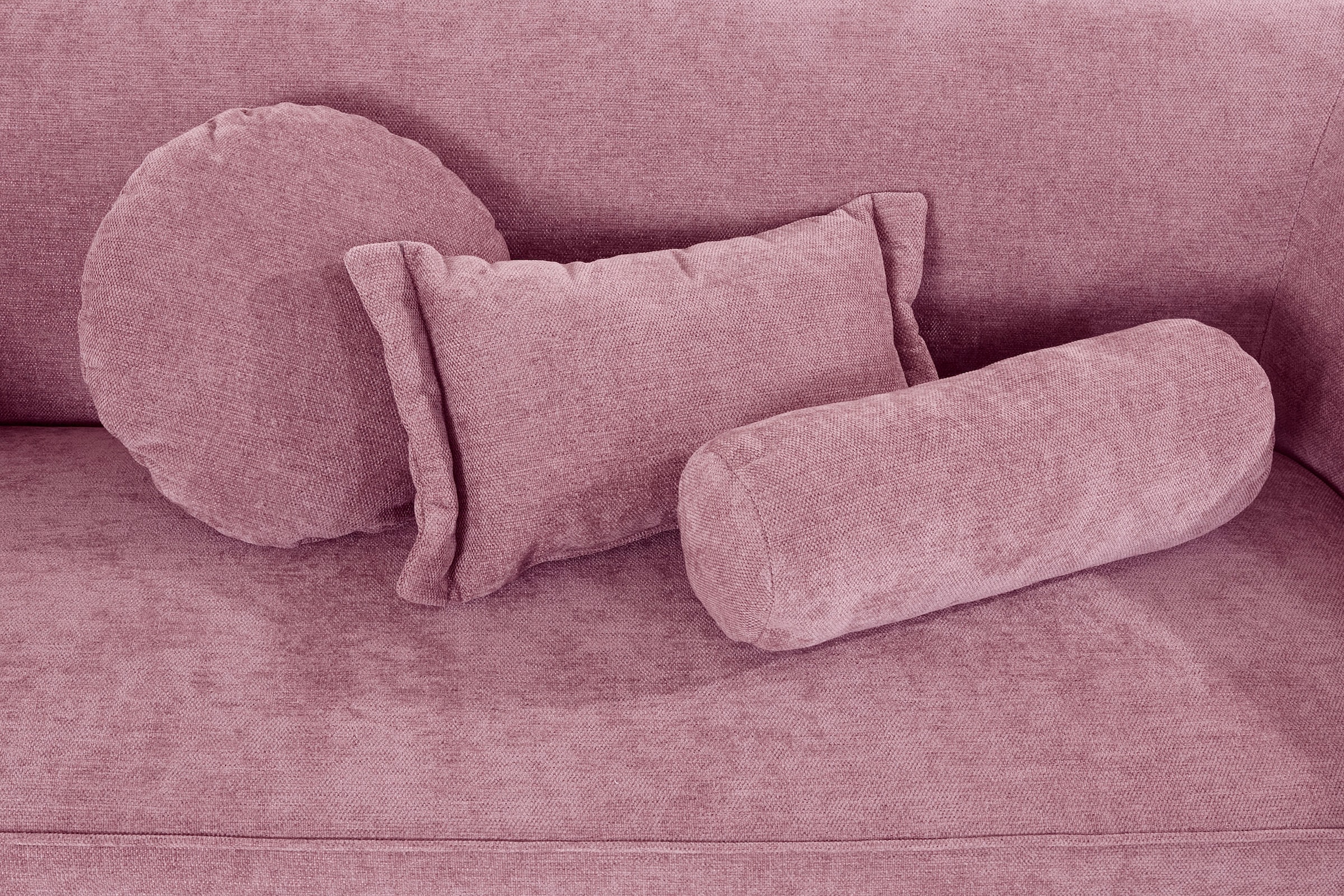 Leonique 3-Sitzer »Ashly« in 3 Bezugsvarianten, Bouclé, Samtoptik und Struktur weich.