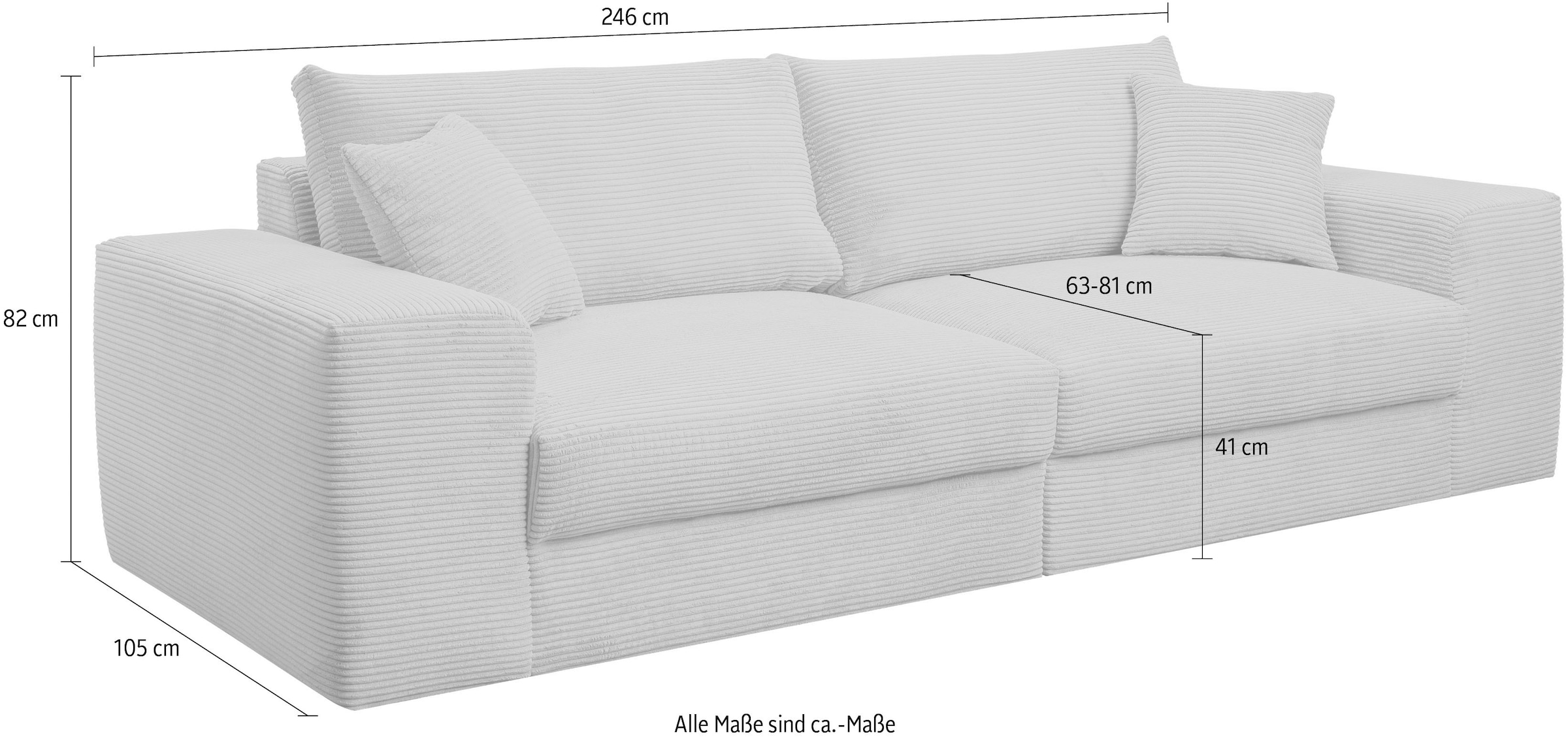 WERK2 Big-Sofa »Rozzana mit viel Platz und aktuellen Bezugsvarianten«, mit losen Rückenkissen