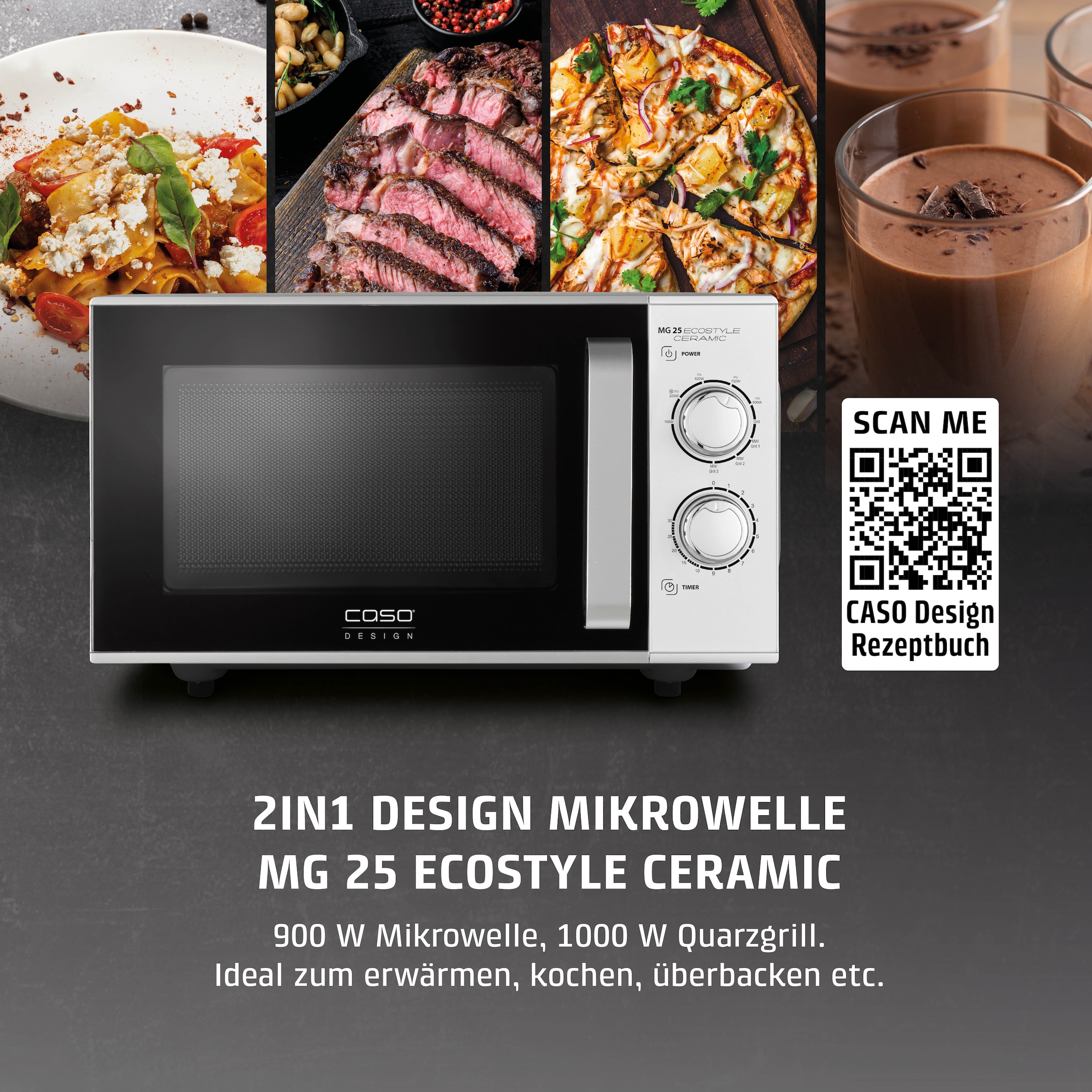 Caso Mikrowelle »3329 MG 25 Ecostyle Ceramic« Grill | Mikrowelle 1200 W Mikrowelle und Grill