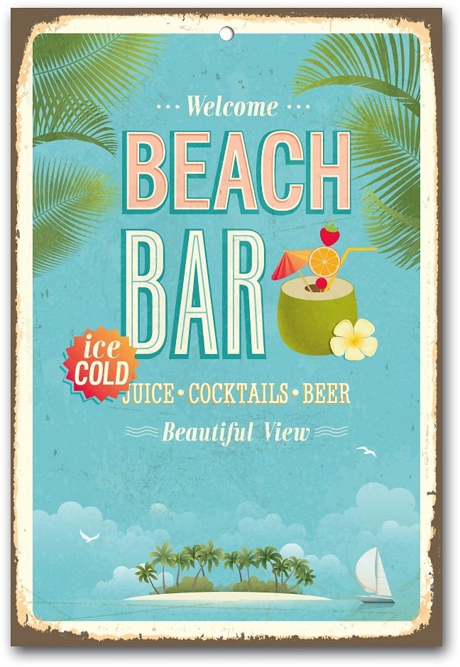Metallbild »Beach Bar«, Maße (B/H): ca. 30/45 cm